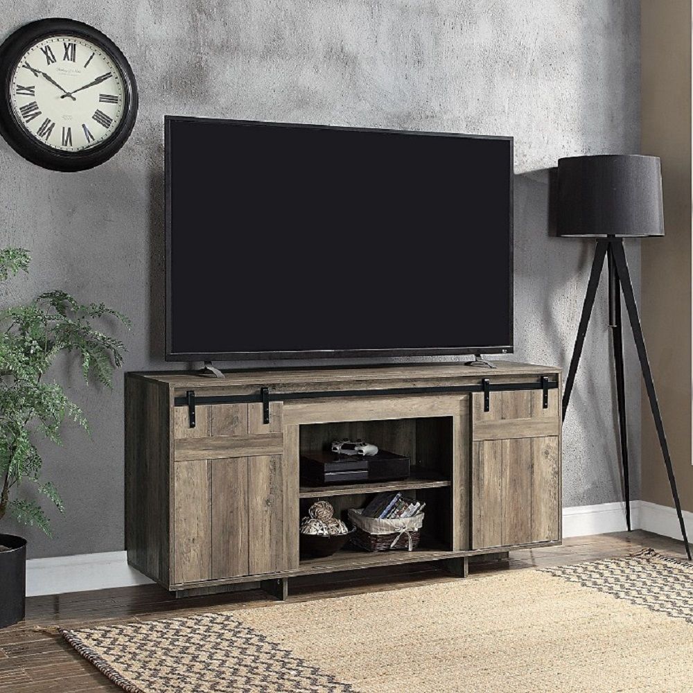 Bellarosa - TV Stand (Same As 91608) - Gray Washed, dark brown, view 8