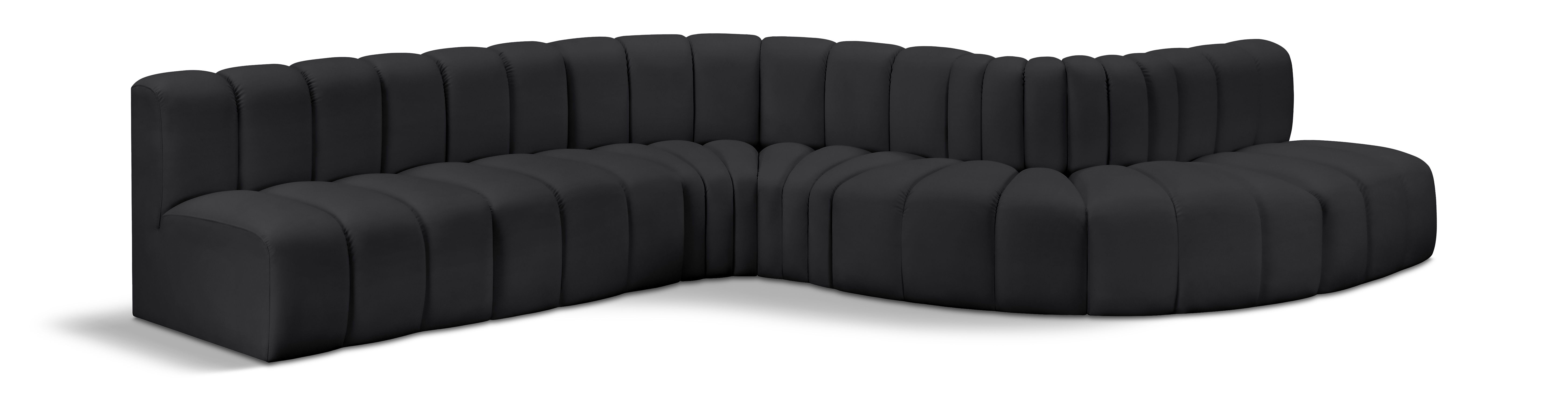 Arc - Faux Leather 7 Piece Modular Sofa - Black