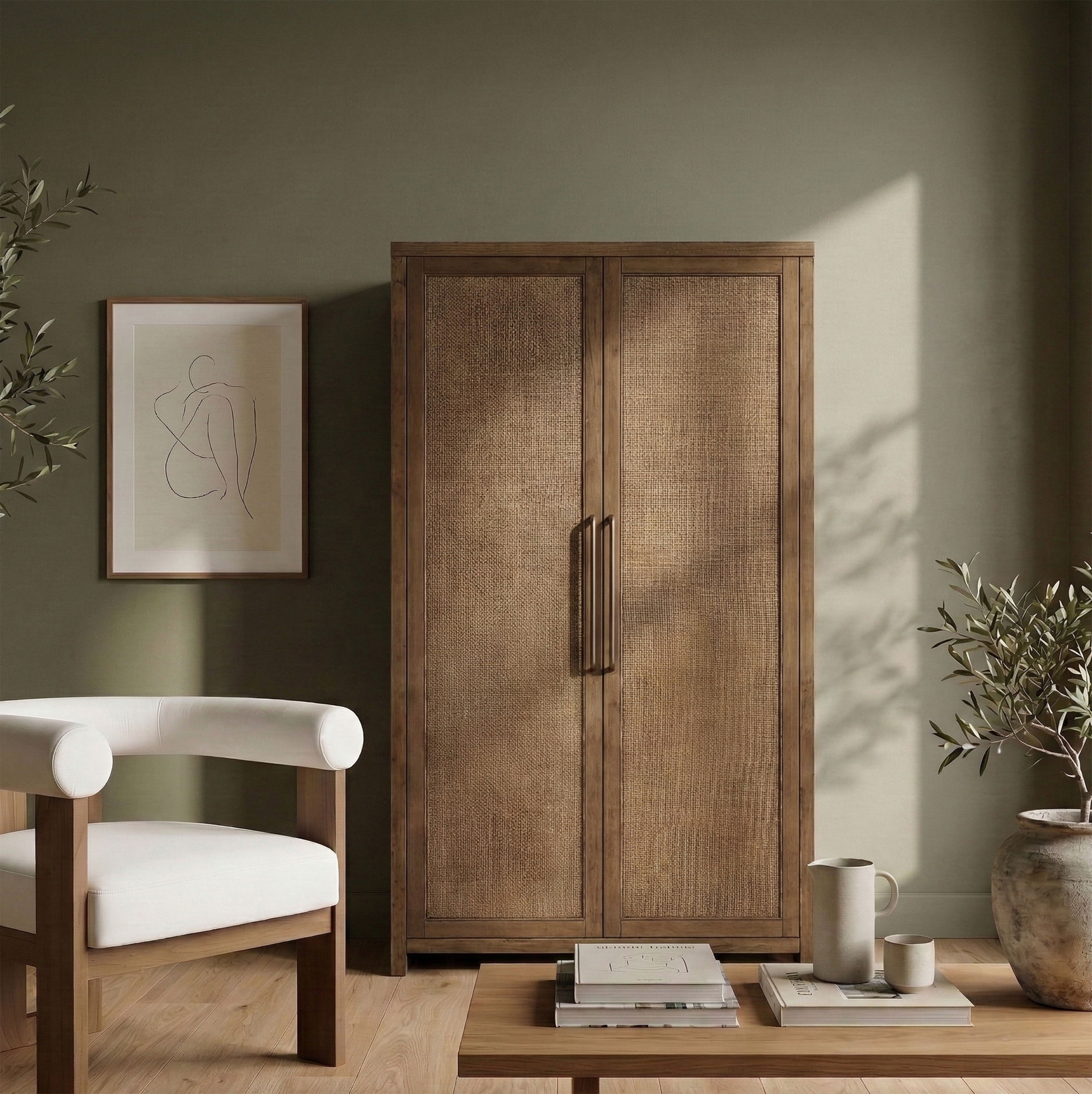 Vana - Solid Wood, Oak Veneer And Stainless Steel Storage Cabinet - Brown