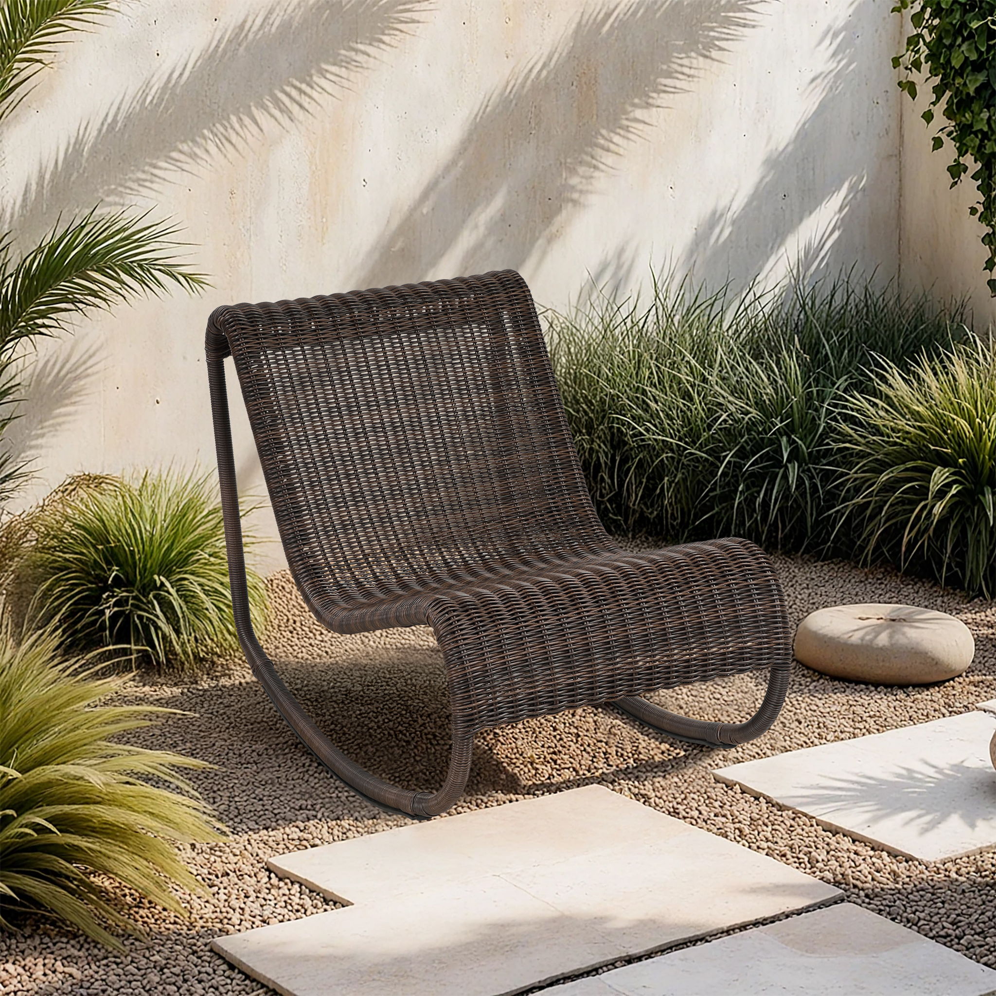 Antigua - Wicker Outdoor Patio Rocking Chair - Brown