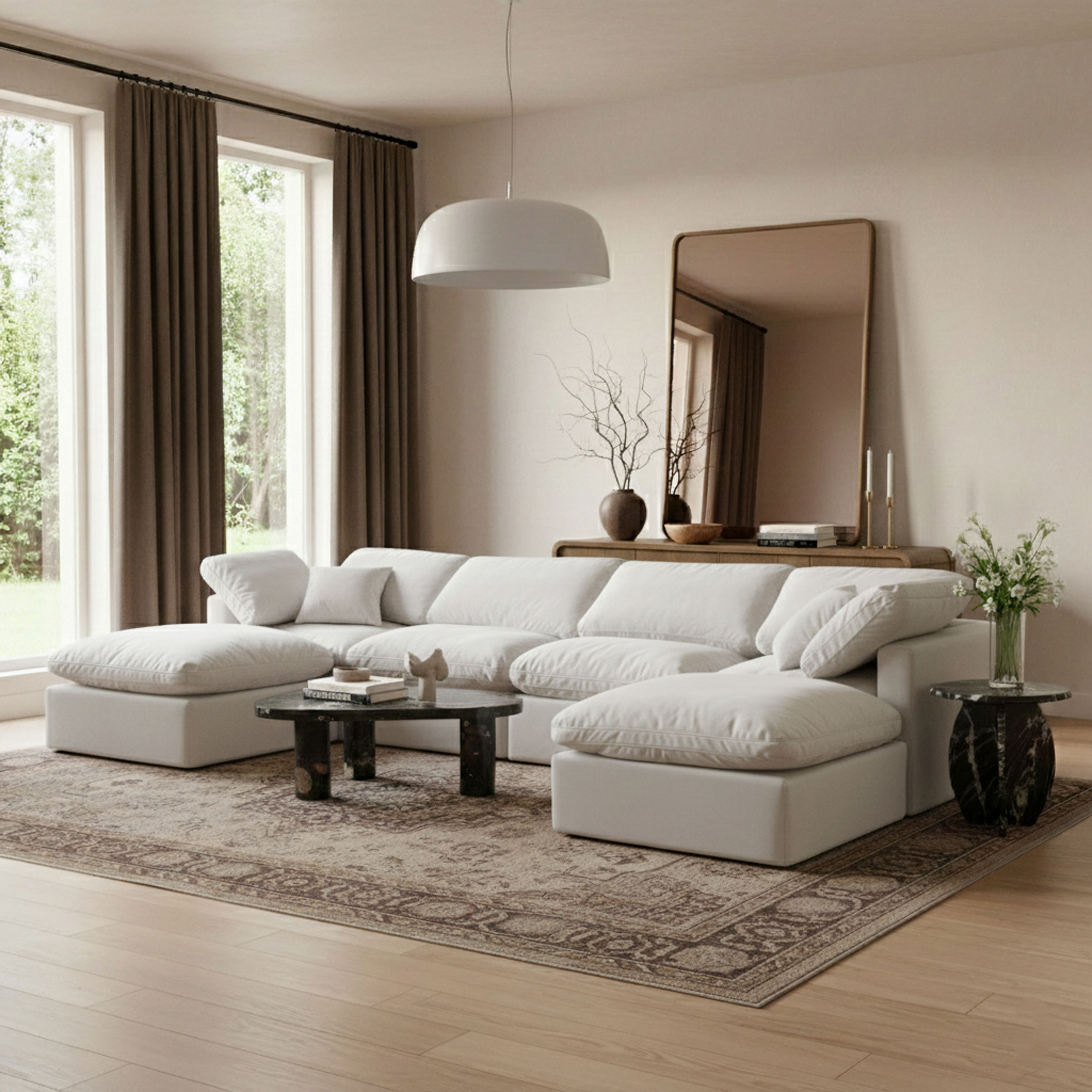 Indulge - Velvet 6 Piece Modular Double Chaise Sectional - Off White
