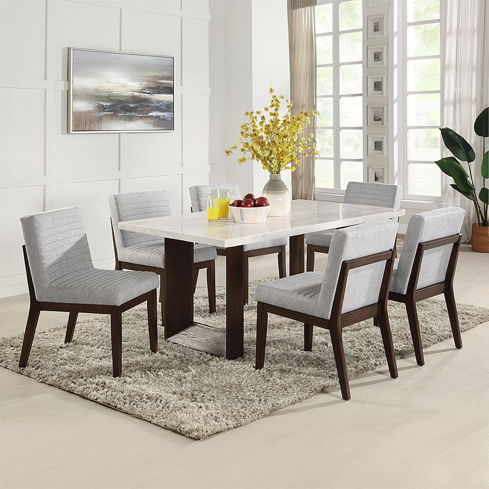 Edwyn - Side Chair (Set of 2) - Gray Fabric & Brown, light gray, view 5