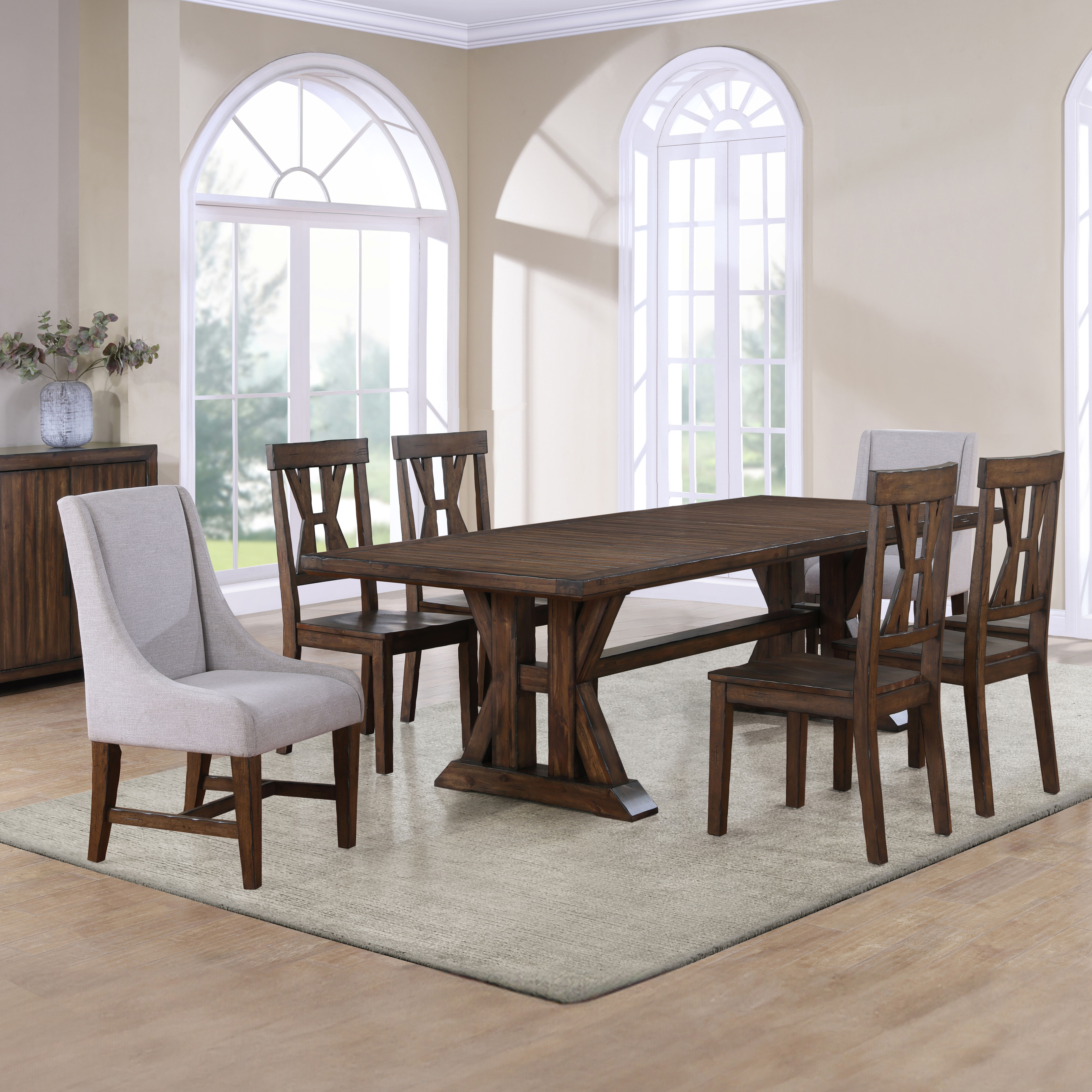 Auburn - 7 Piece Dining Set With Arm Chairs - Dark Brown Image