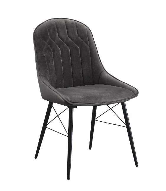 Abraham - Side Chair (Set of 2) - Gray Fabric & Black Finish Image