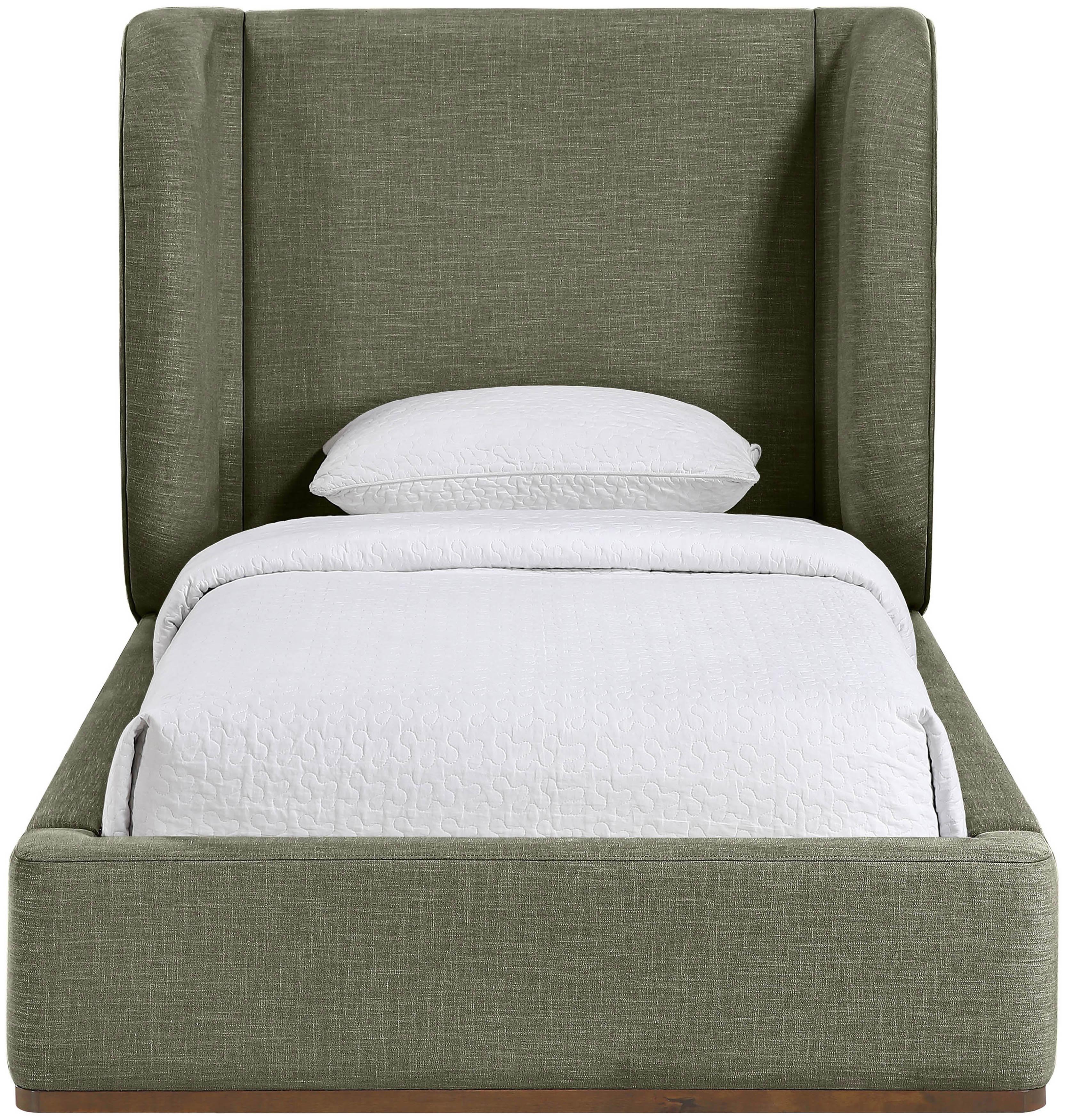 Aurin - Upholstered Twin Bed - Olive Green