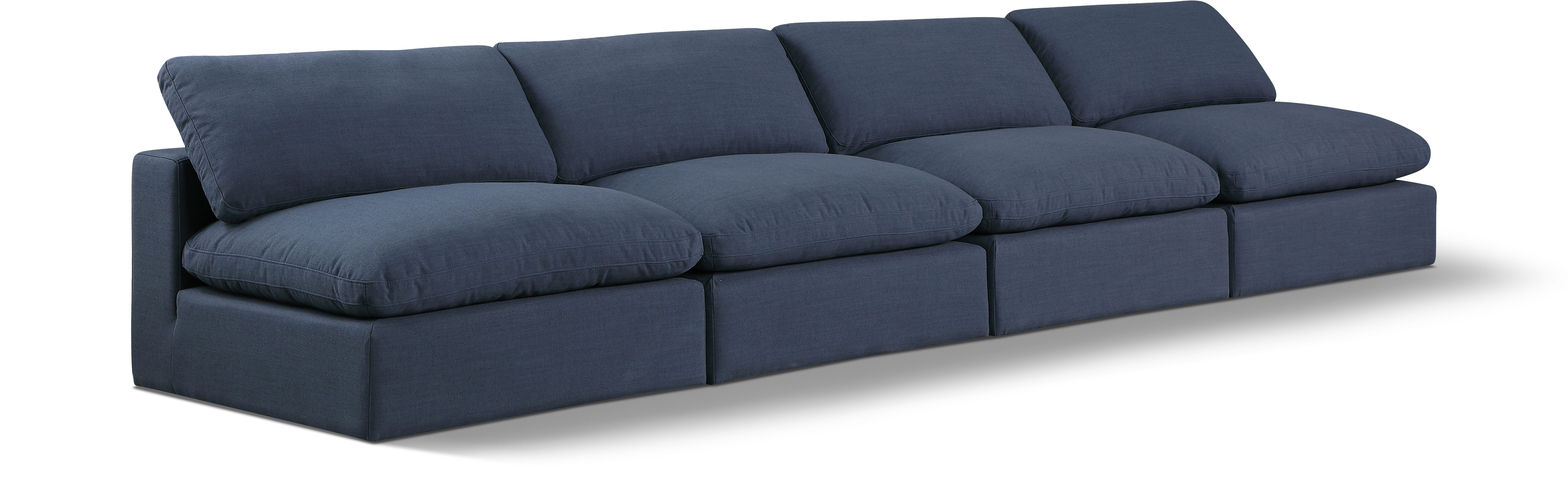 Comfy - Linen Modular Armless Sofa 4 Seats - Navy
