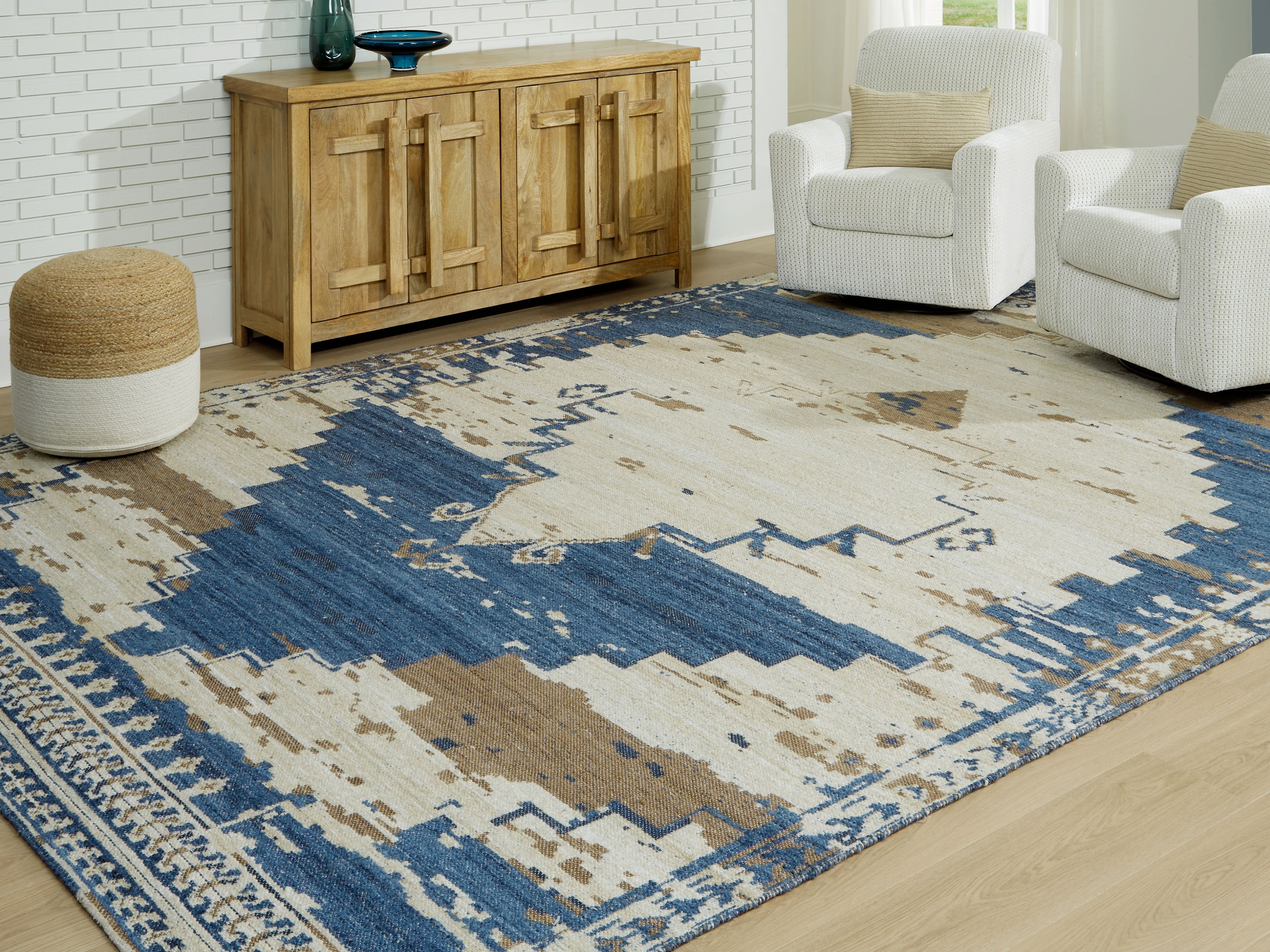 Varnler - 10' x 14' Rug - Blue / Brown / Tan