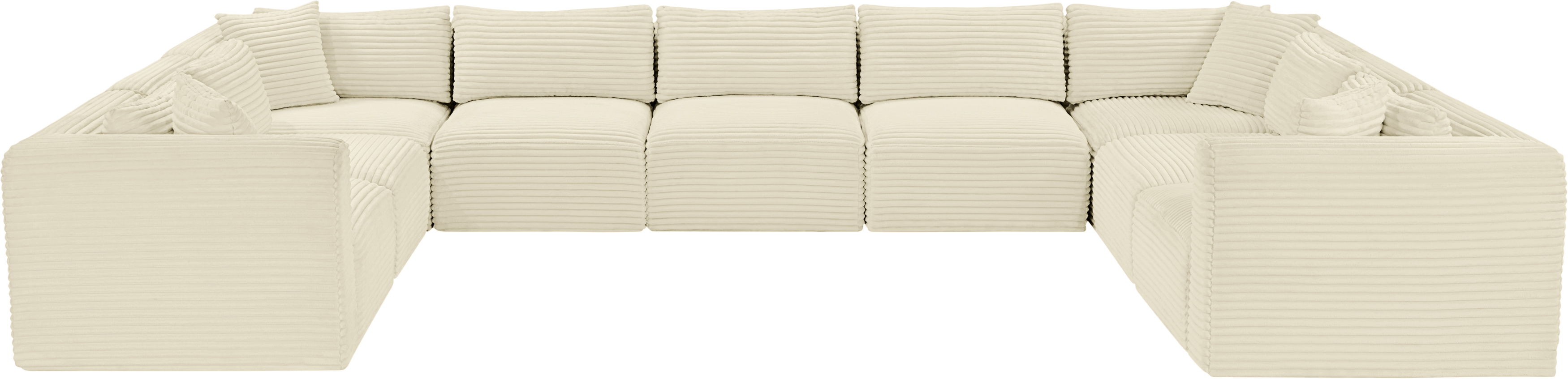 Shaggy - 9 Piece Modular U-Shaped Sectional - Cream