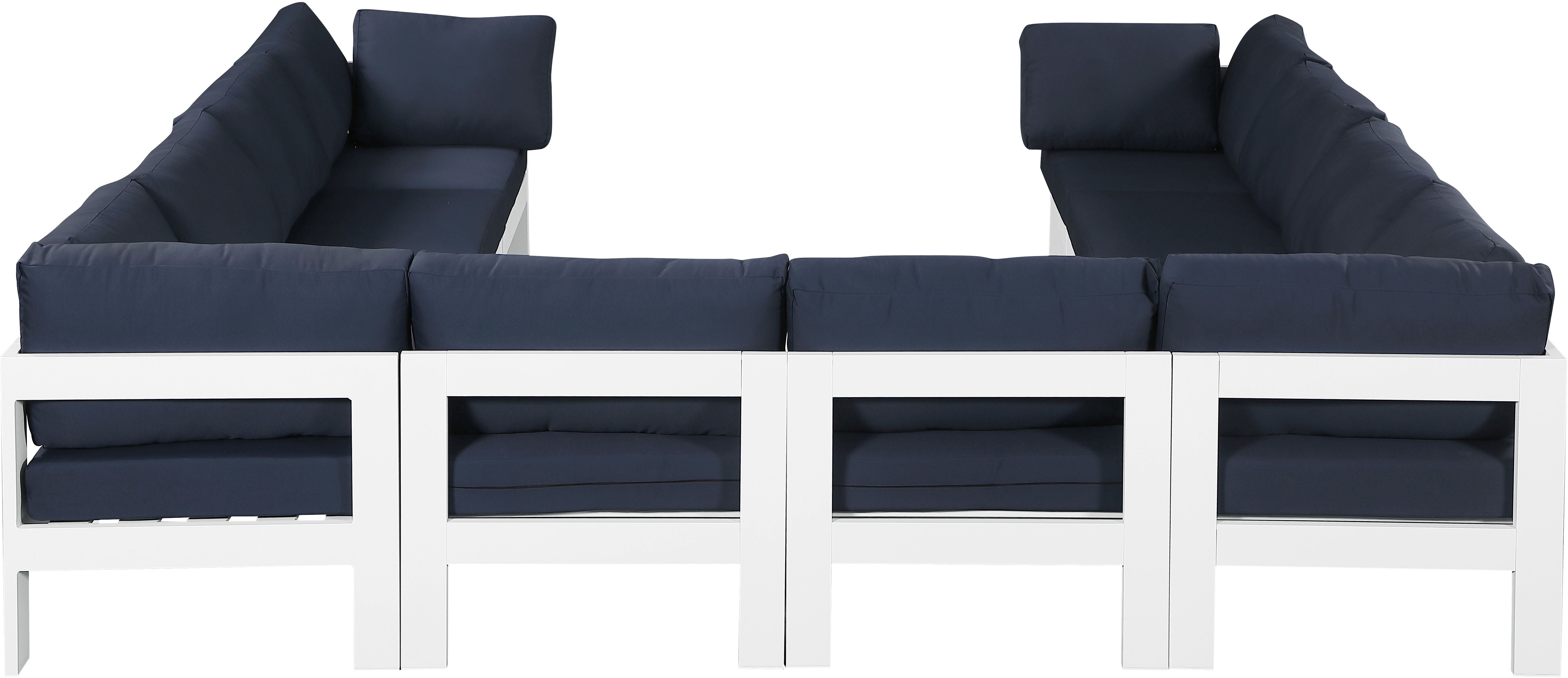 Nizuc - Outdoor Patio 10 Piece Modular Sectional With White Frame - Navy