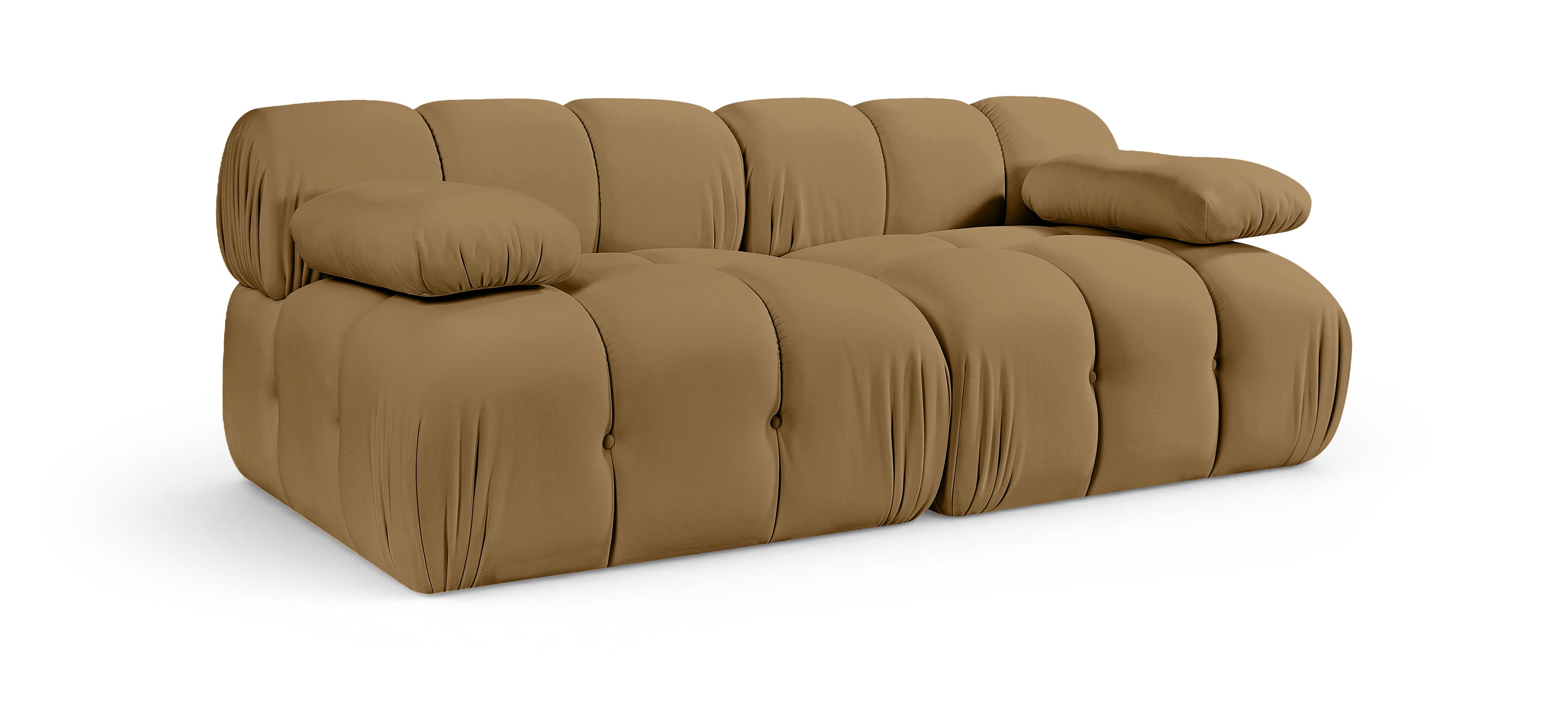 Orin - Velvet Performance Fabric Upholstered 2 Piece Modular Sofa - Saddle