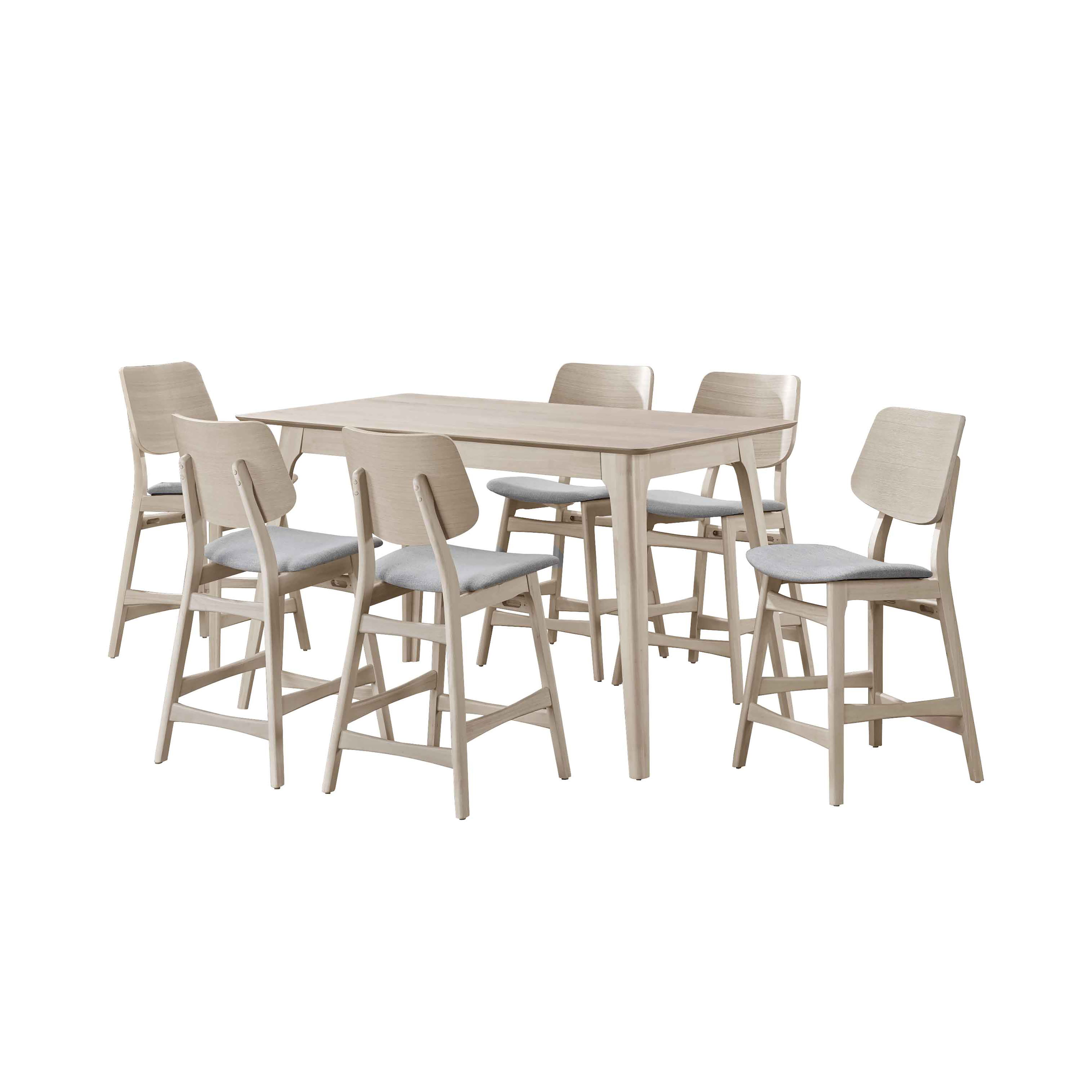 Oscar - Counter Table & 6 Chairs - White Ash