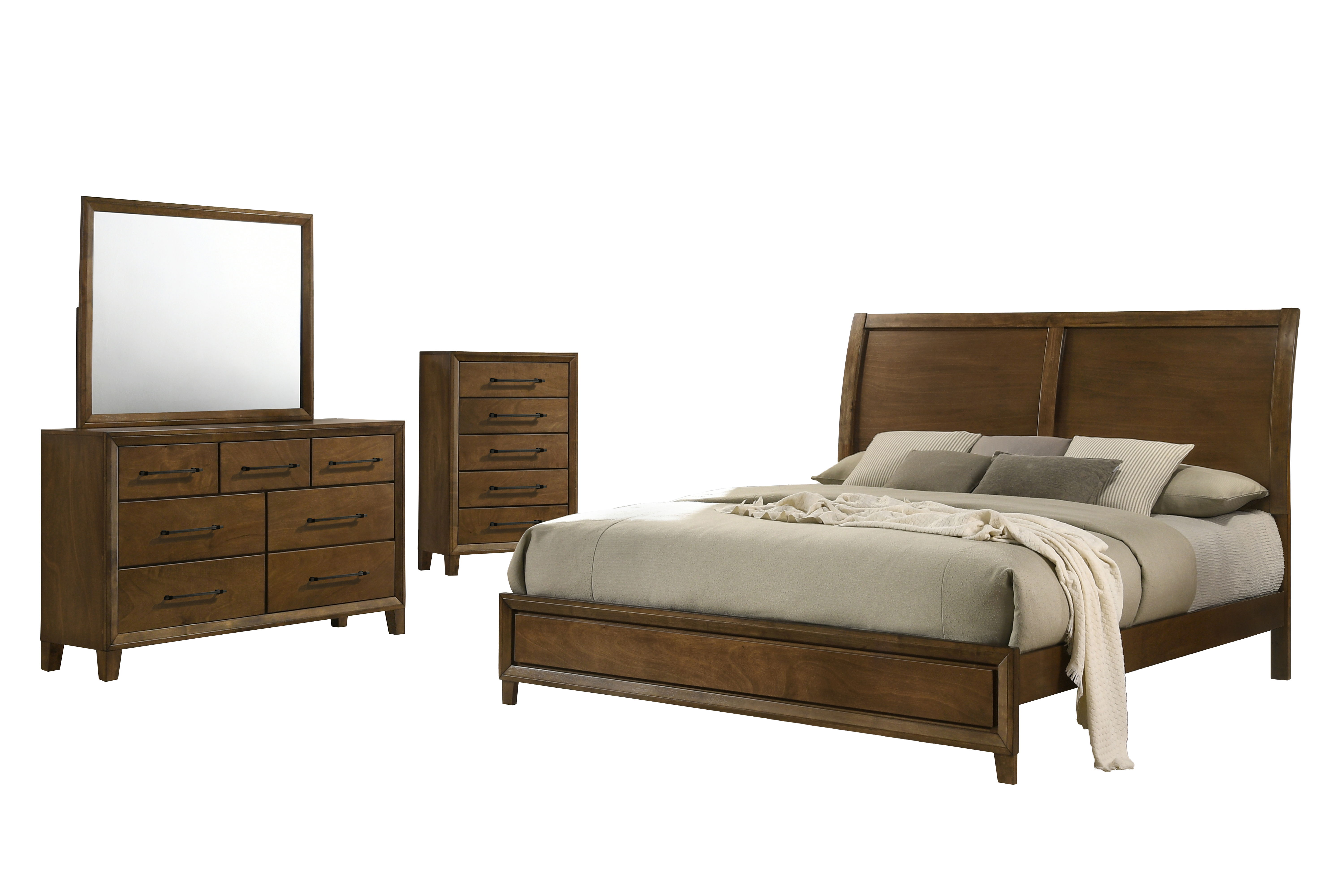 King · 4 Pc · Bed, Dresser, Mirror, Chest