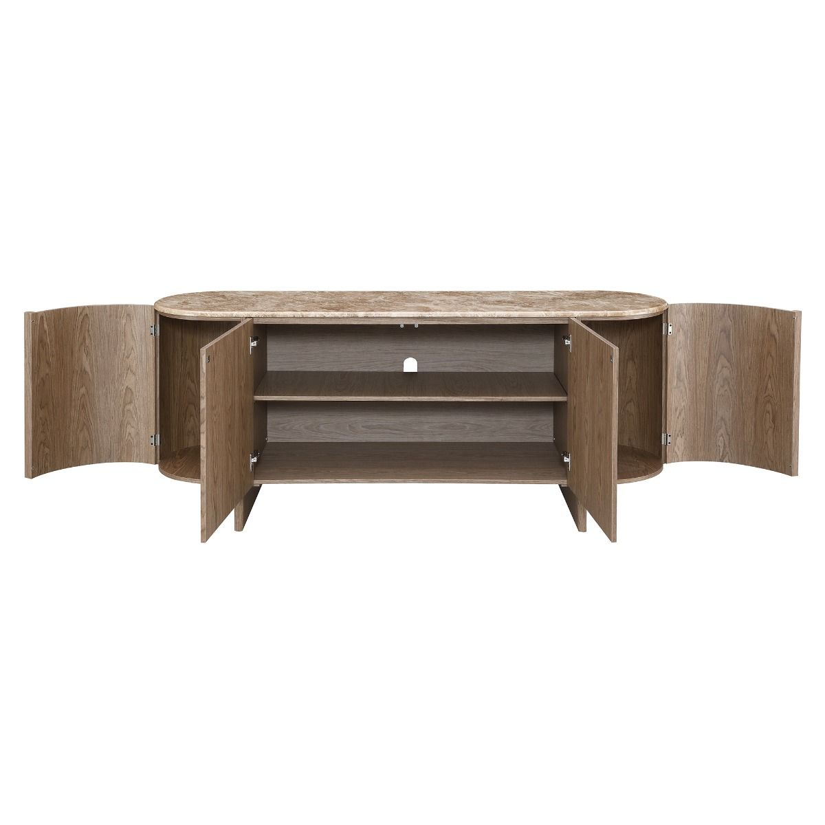 Markku - Console Table With Natural Marble - Oak, dark brown, view 6