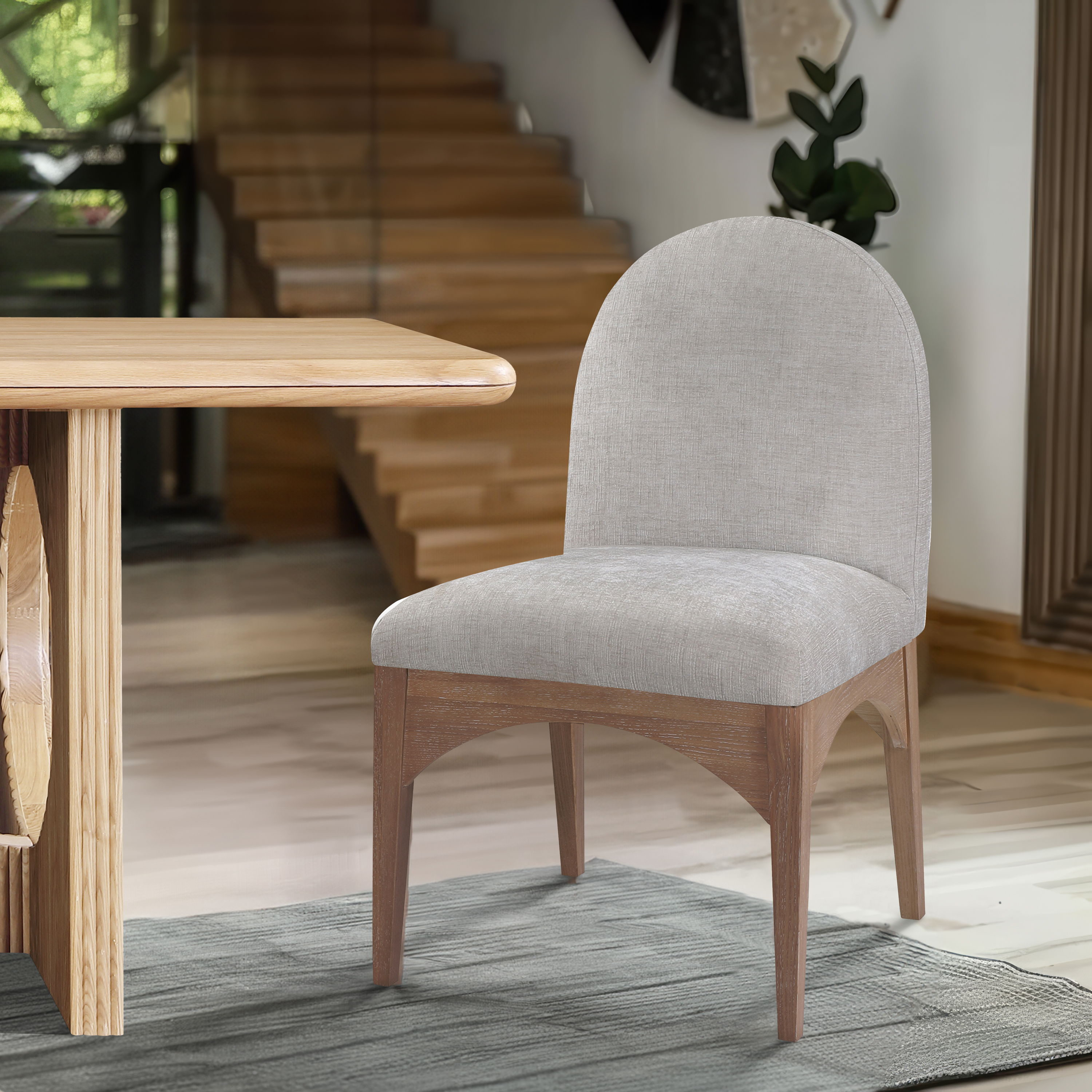 Waldorf - Chenille Dining Side Chair With Natural Legs - Gray