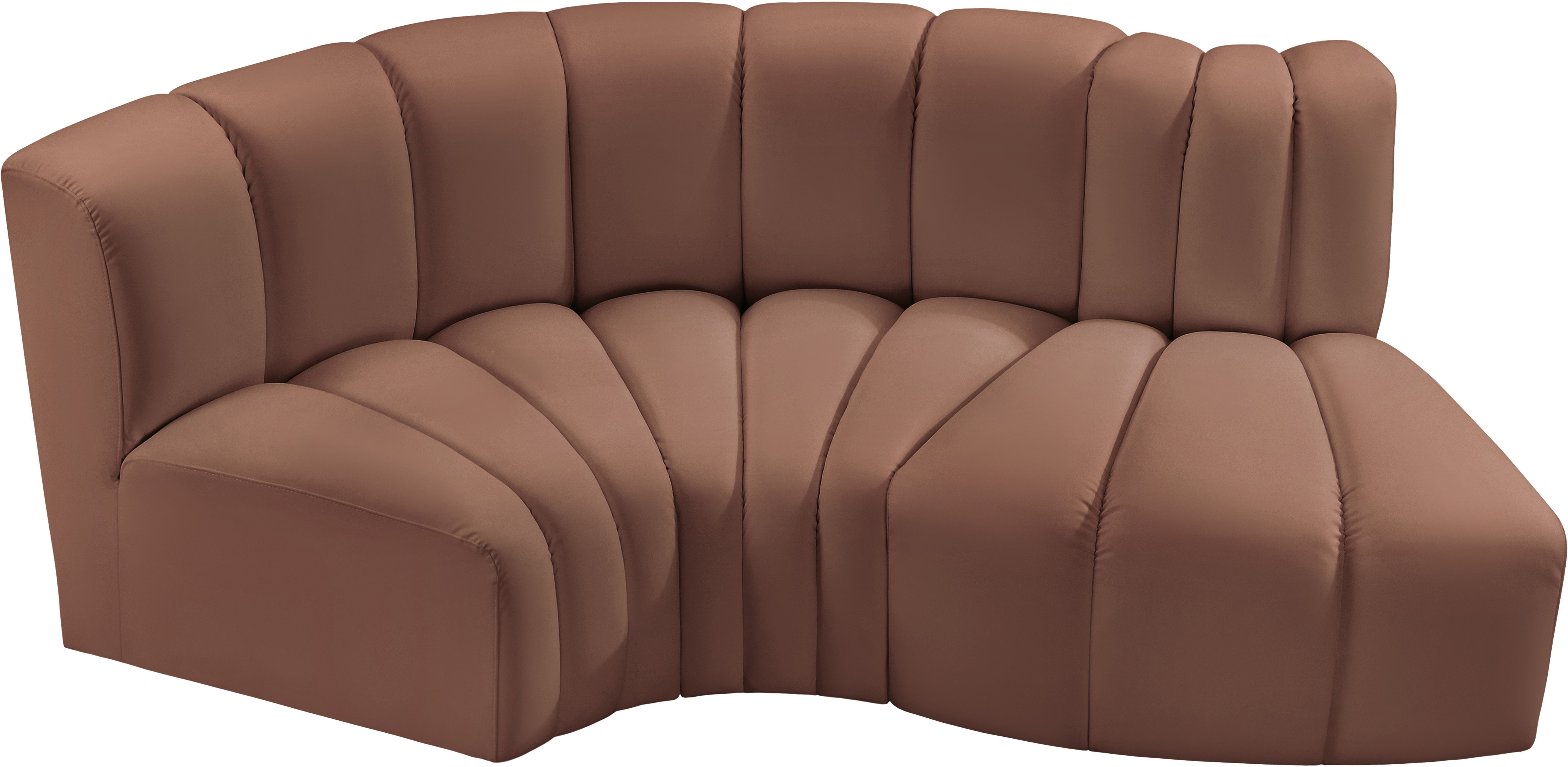 Arc - Faux Leather 3 Piece Modular L-Shaped Sofa - Cognac