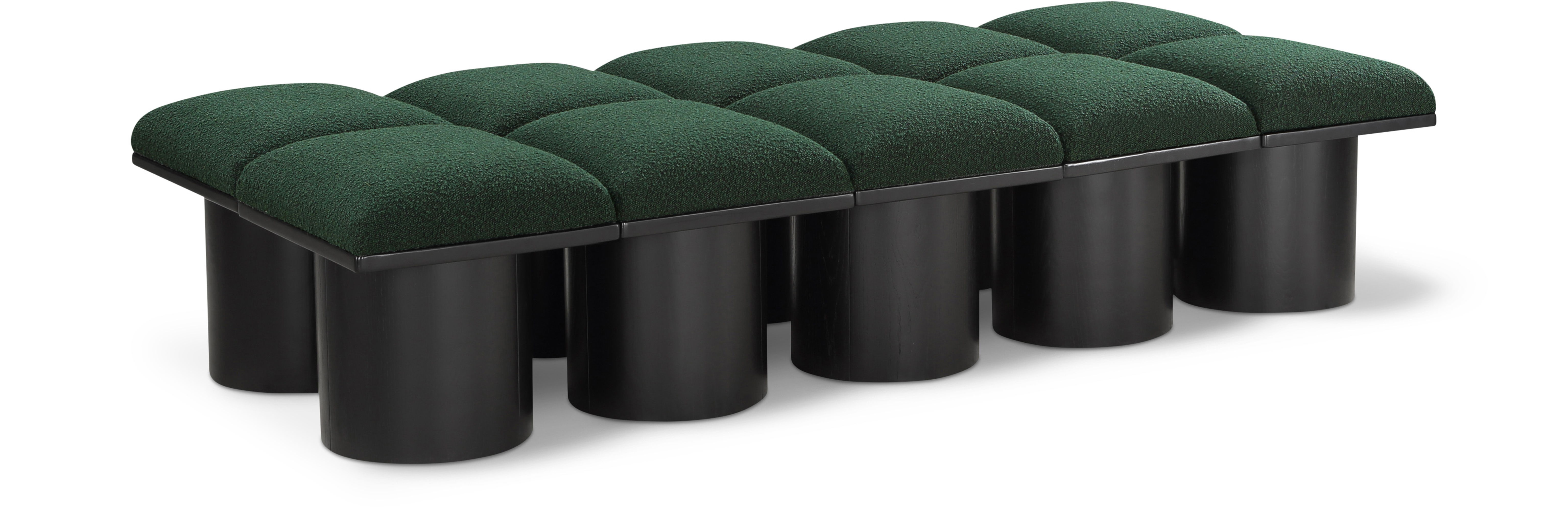 Pavilion - 77.5" 10 Piece Modular Bench With Black Base - Green