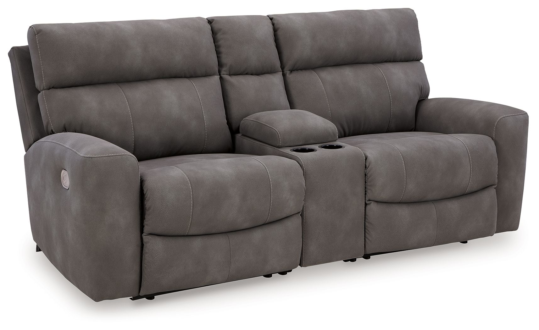 Ashley Next-Gen Durapella - Slate - 3-Piece Power Reclining Sectional Loveseat With Console