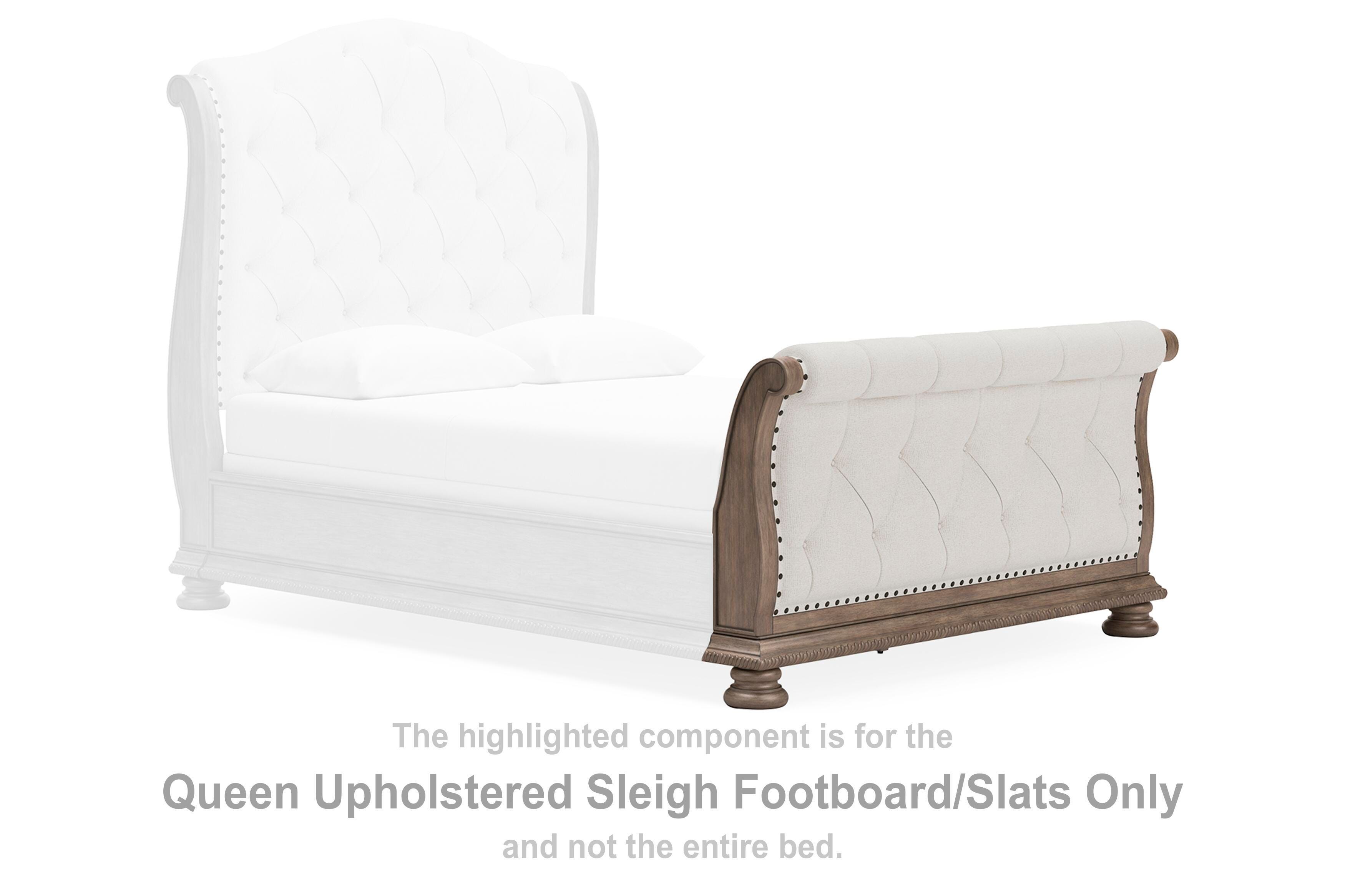 Ardenfield – Queen Upholstered Sleigh Footboard/Slats – Light Brown