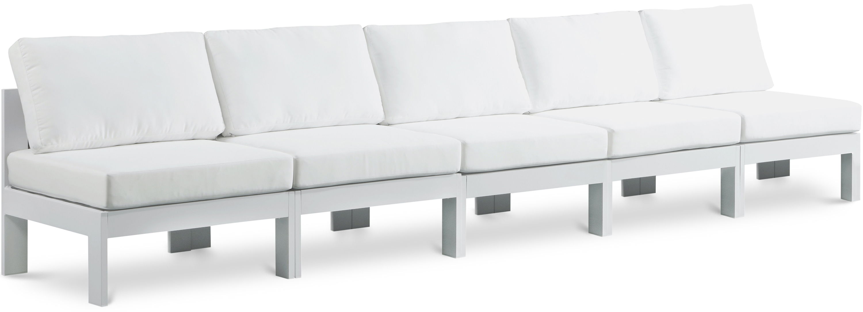 Nizuc - Outdoor Patio 5 Seat Modular Armless Sofa With White Frame - White