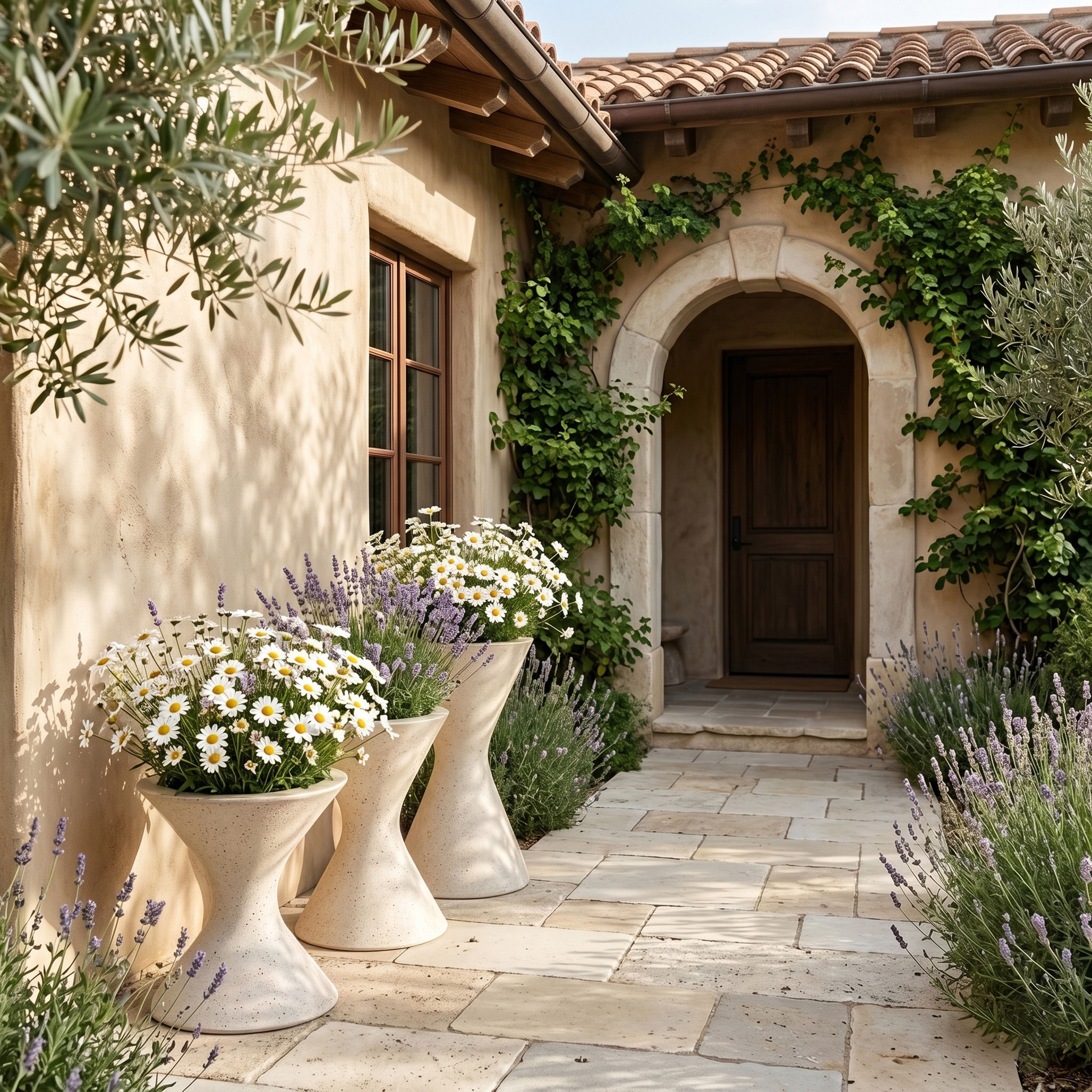 Vessa - 18" Indoor / Outdoor Concrete Planter - Cream