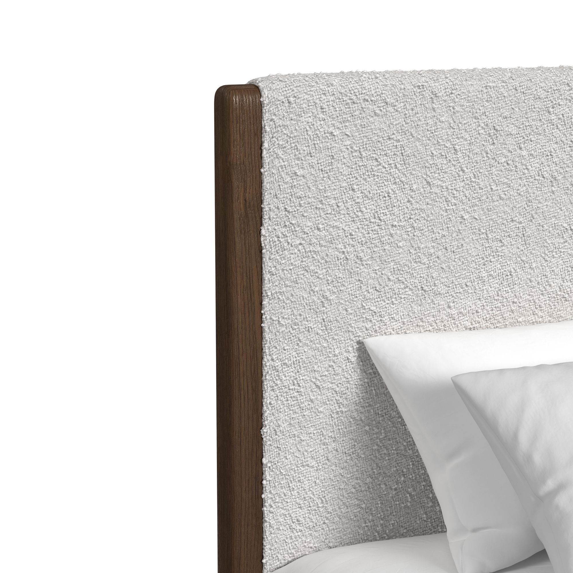 Brisbane - Queen Upholstered Bed With Boucle And LED - Beige / Brown