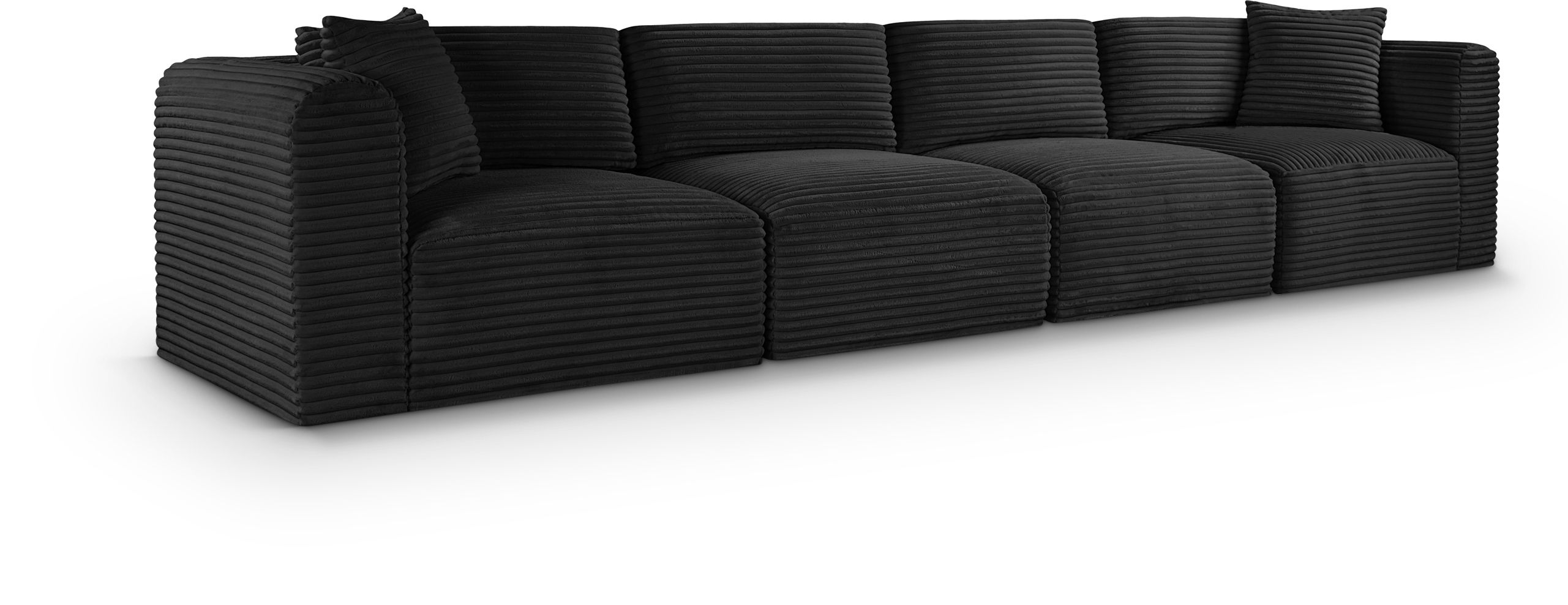 Shaggy - 4 Seat Modular Sofa - Black