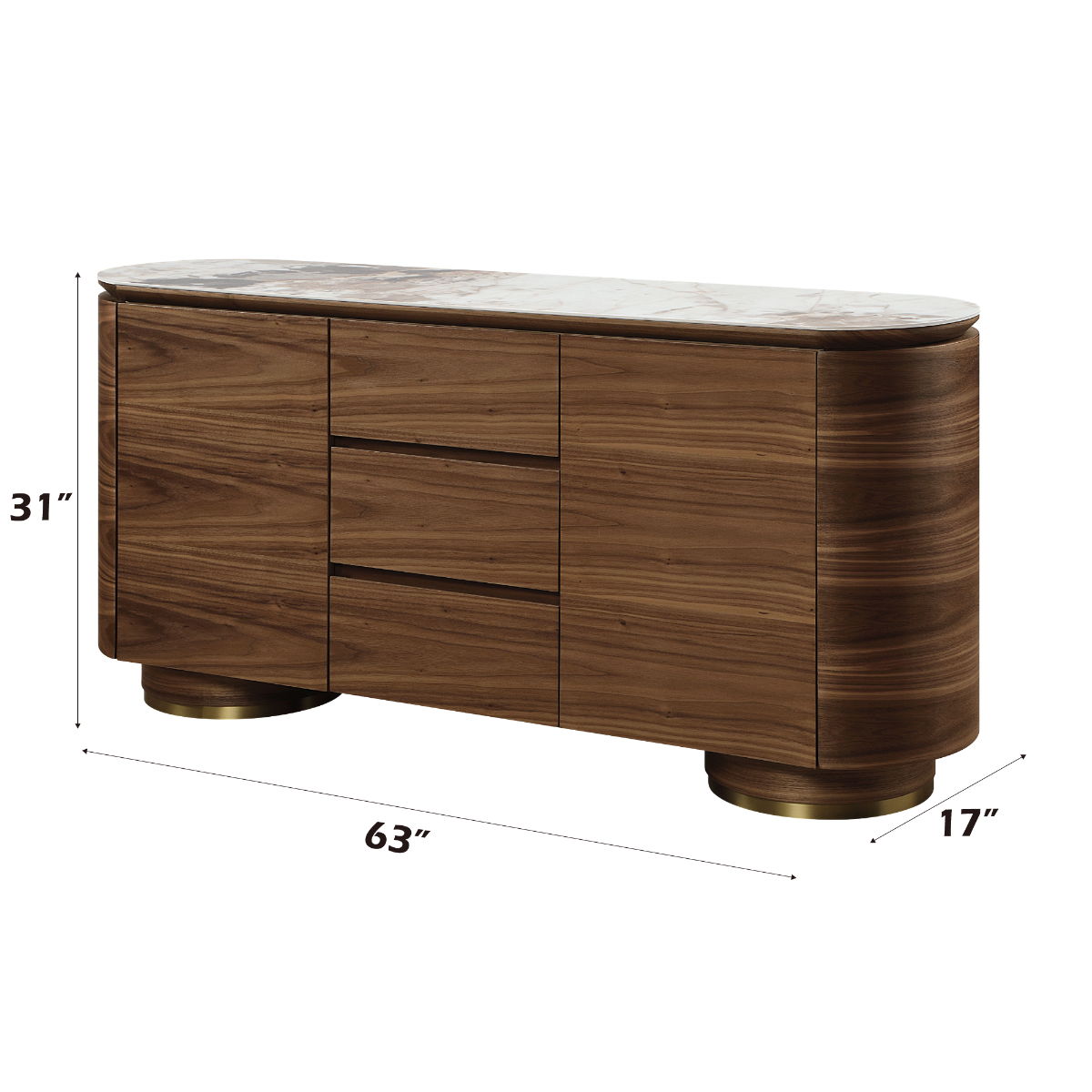 Willene - Server With Ceramic Top - Ceramic Top & Walnut, dark brown, view 5