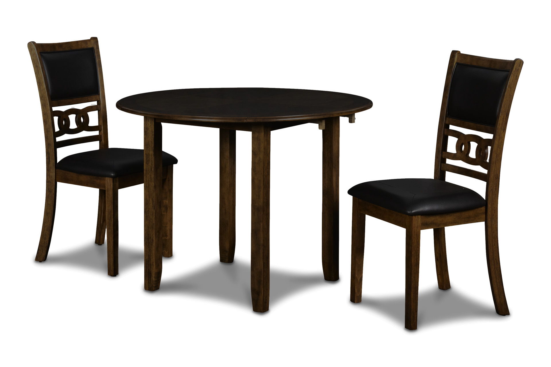 Gia - 3 Piece Dining Set (Dining Drop Leaf Table & 2 Chairs) Faux Leather - Brown