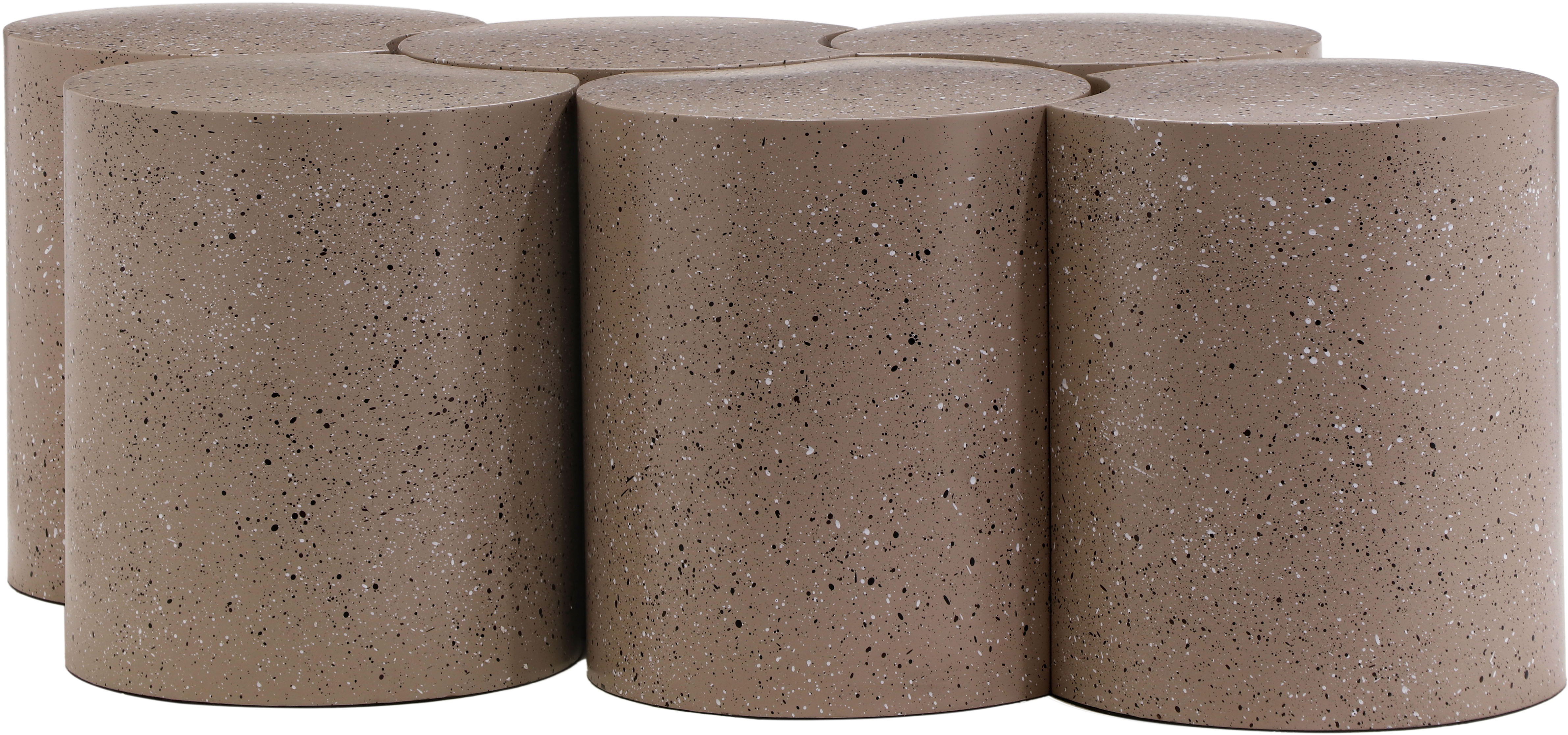 Dimple - 16" 6 Piece Modular Coffee Table - Taupe Terazzo