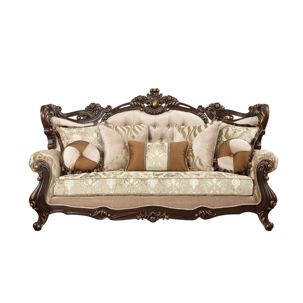 Shalisa - Sofa With 7 Pillows (Same Lv01585) - Fabric & Walnut, dark brown, view 2