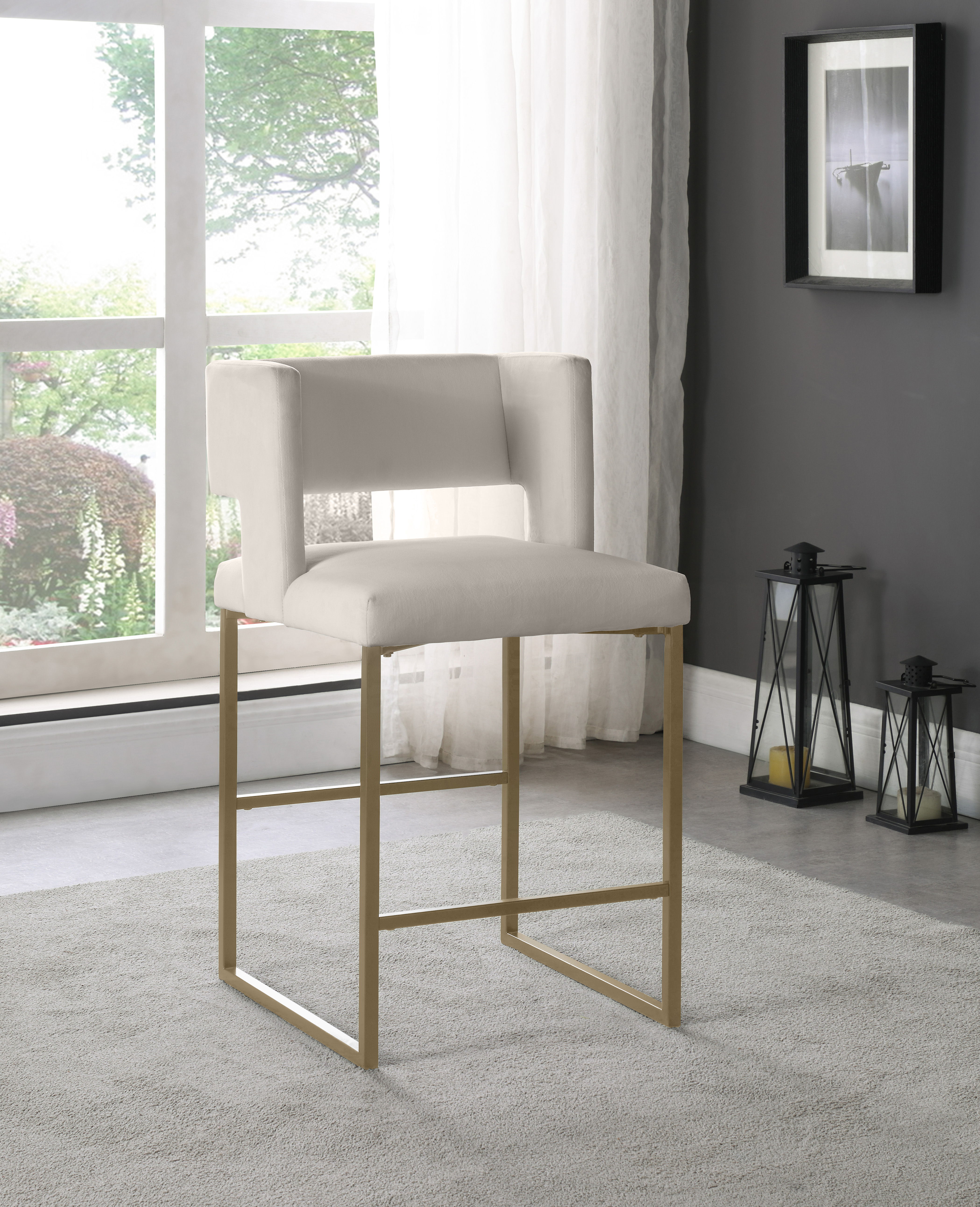 Caleb - Fabric Counter Stool (Set of 2) - Cream