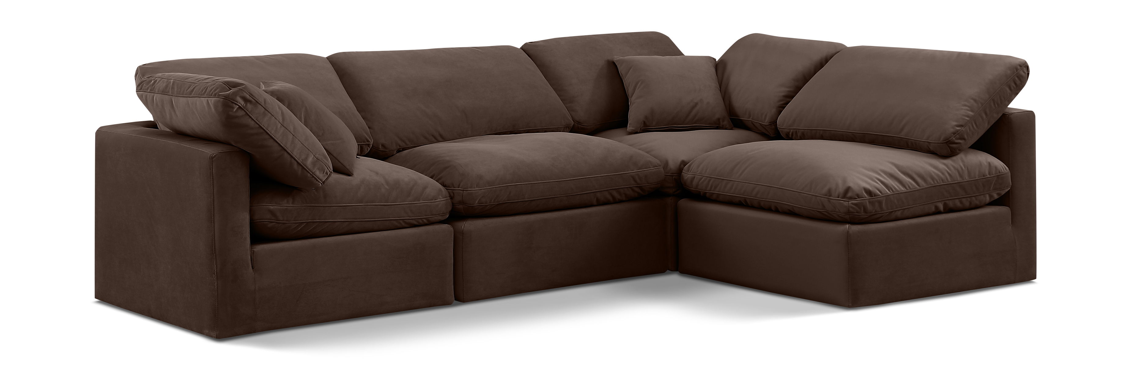 Indulge - Velvet 4 Piece Modular Sectional - Brown