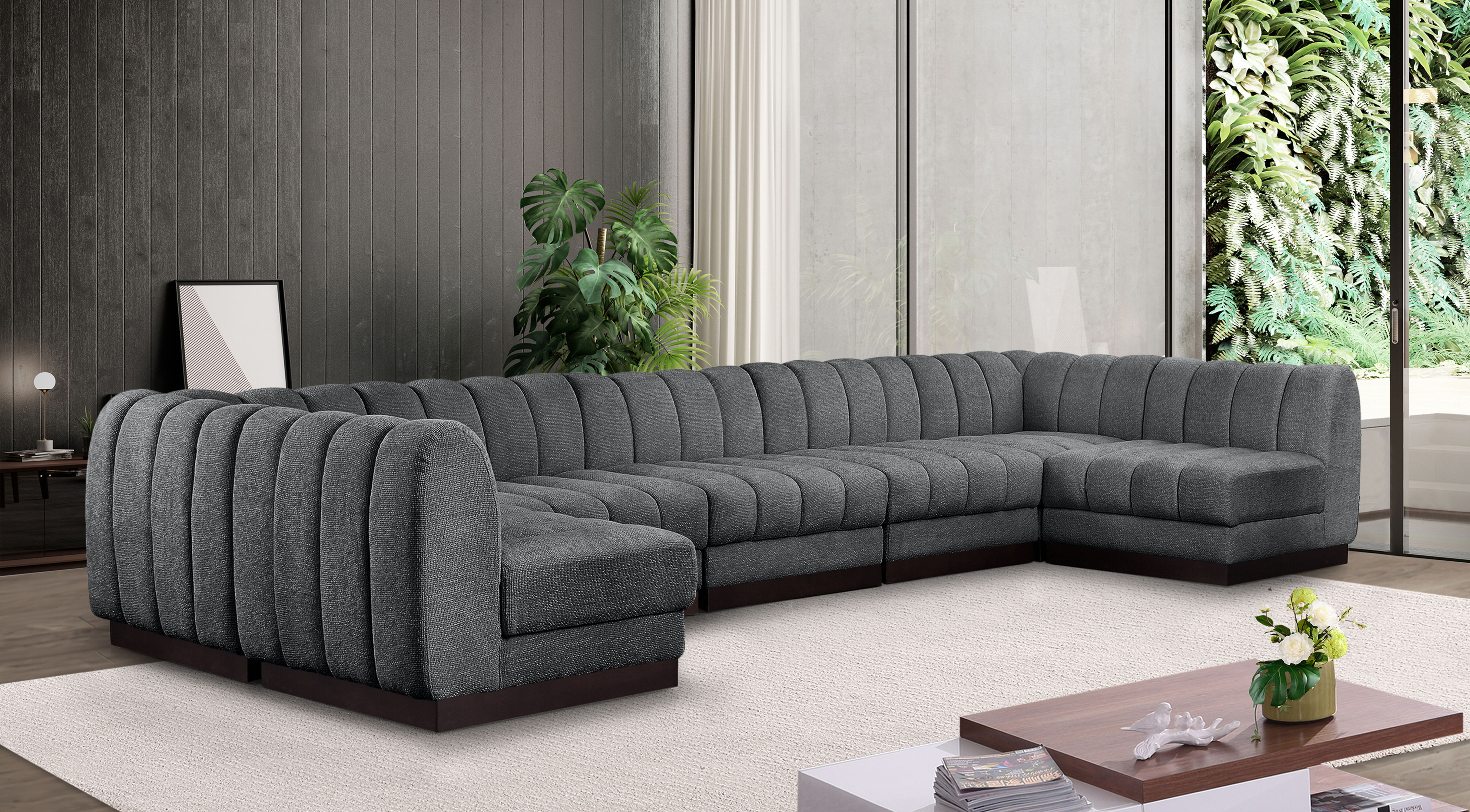 Quinn - 7 Piece Modular U-Shaped Sectional - Gray