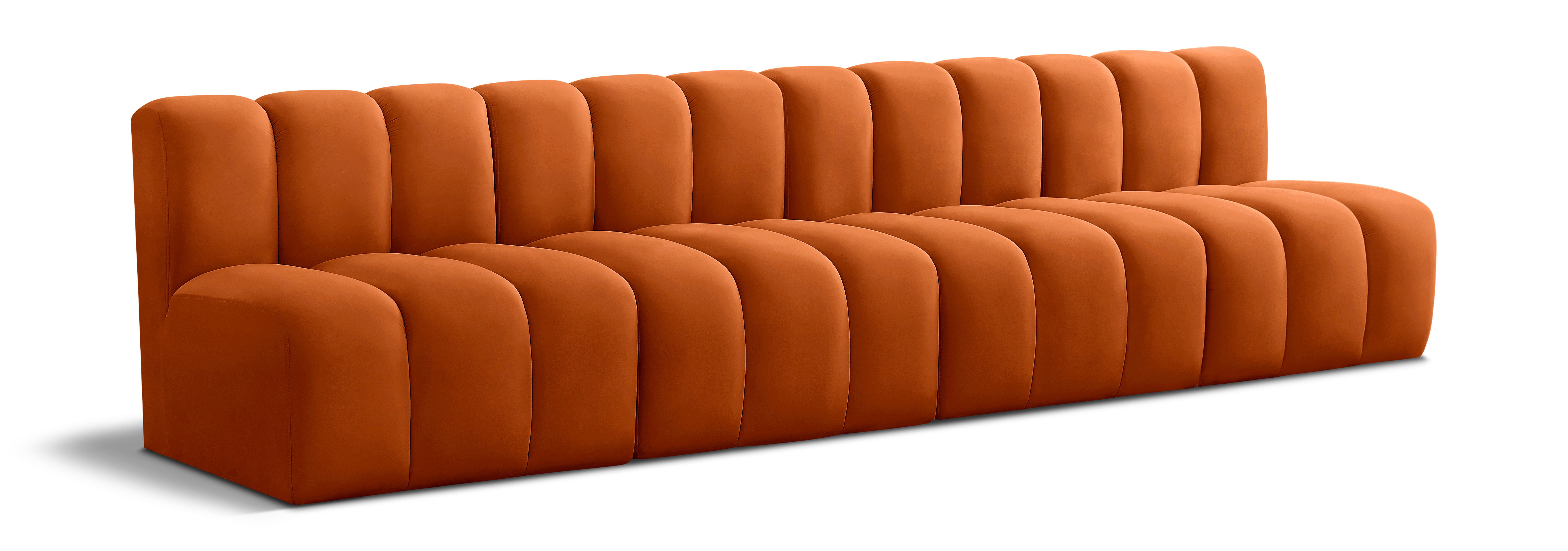 Arc - Velvet 4 Seats Modular Sofa - Cognac