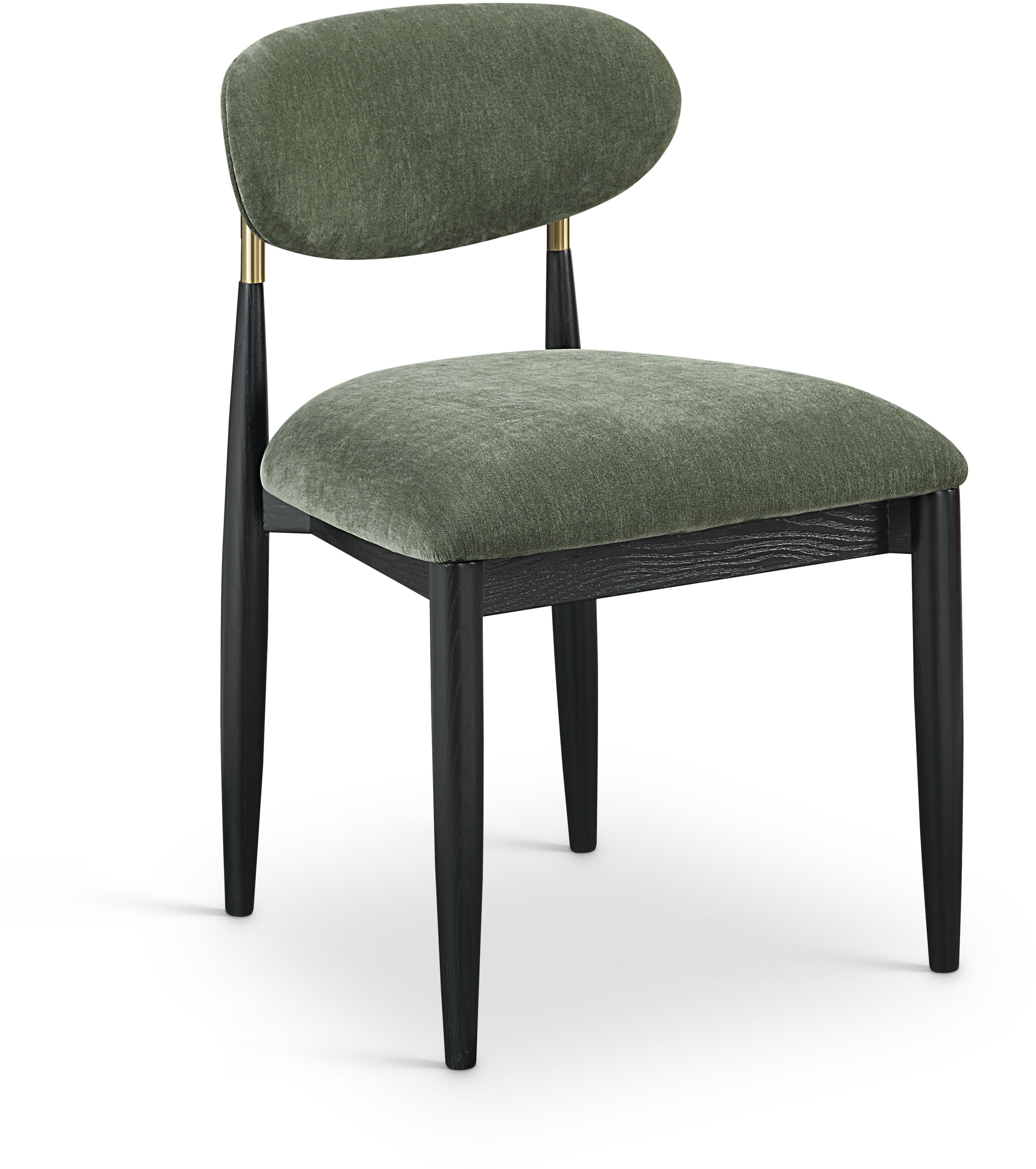 Riccio - Performance Fabric Upholstered Dining Side Chair (Set of 2) With Black Legs - Olive