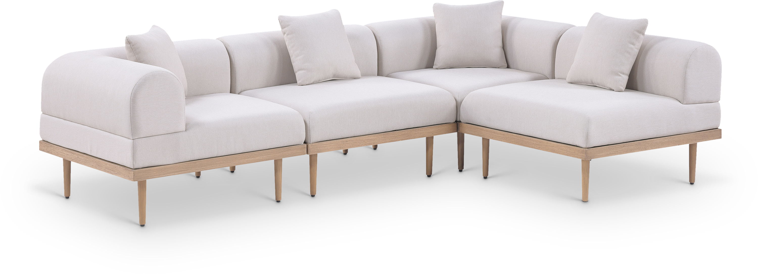 Laguna - 4 Piece 106.5" Upholstered Outdoor Patio Modular Sectional - Beige