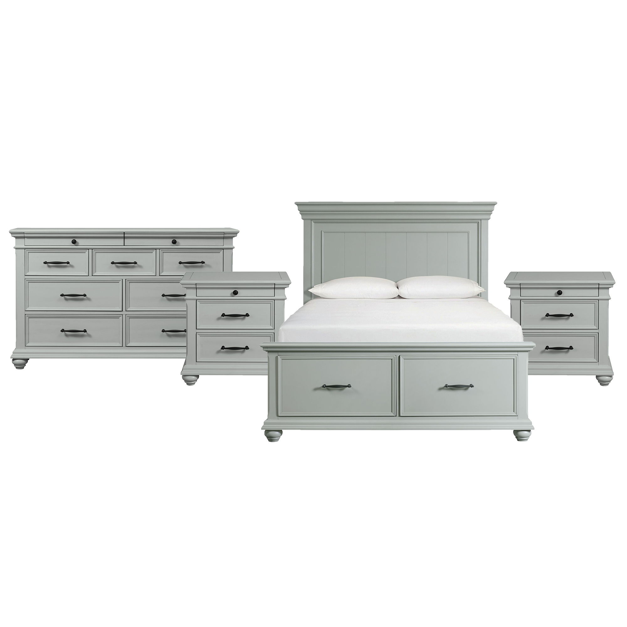 Queen · 4 Pc · Bedroom Set With 2 Nightstands & Dresser