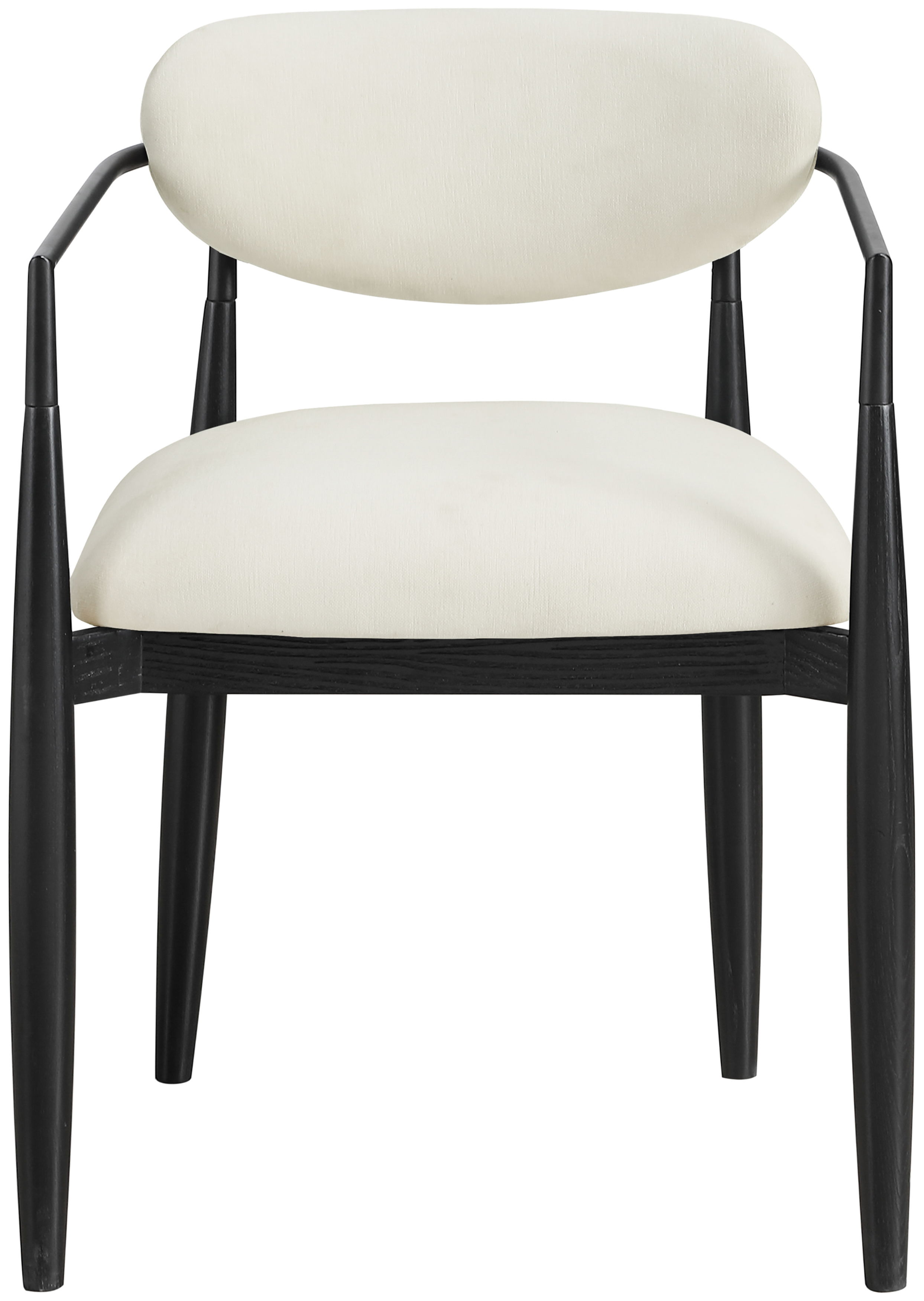 Riccio - Upholstered Dining Arm Chair (Set of 2) With Black Legs - Cream