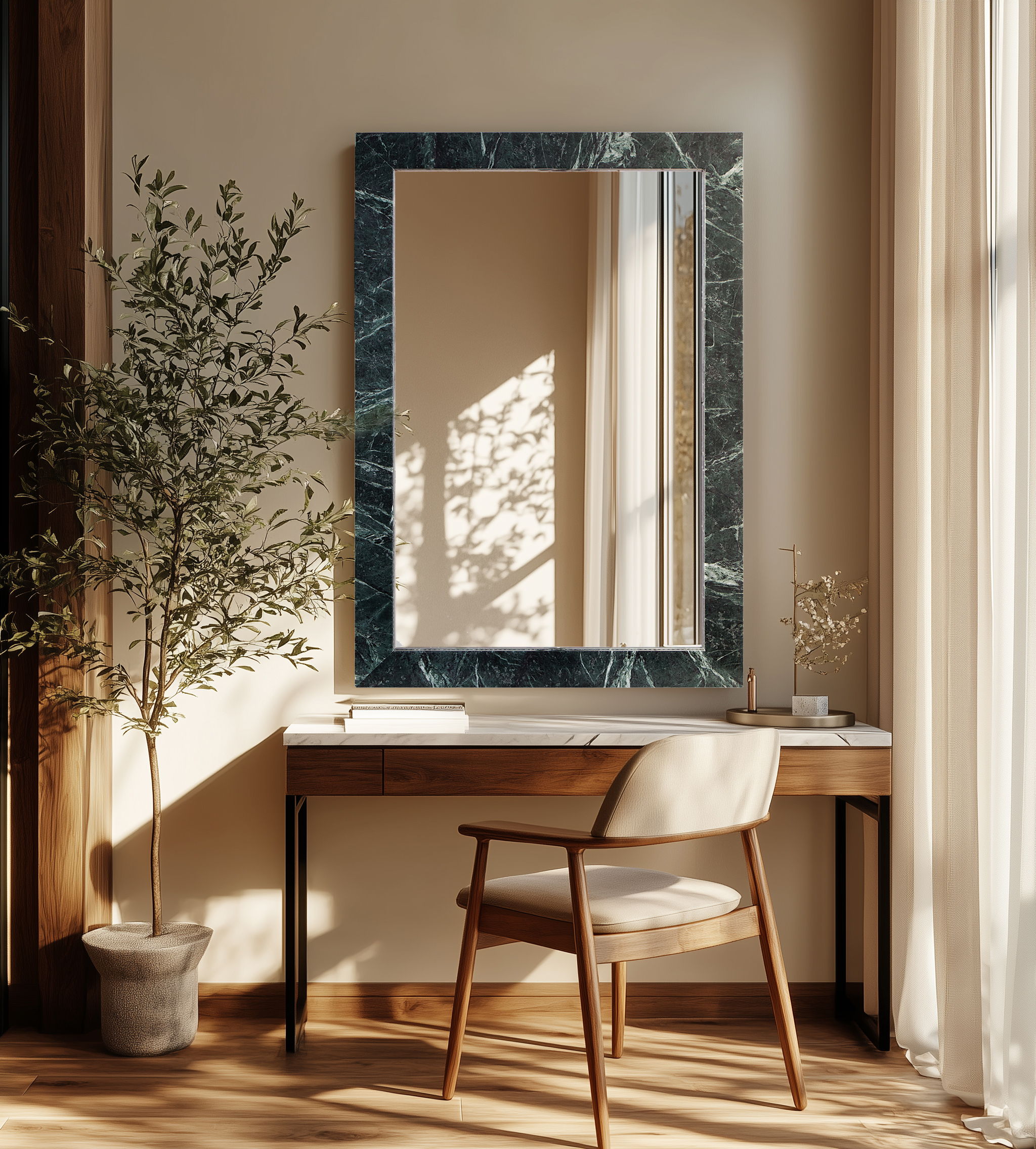 Pavia - Genuine Marble Frame Mirror - Green