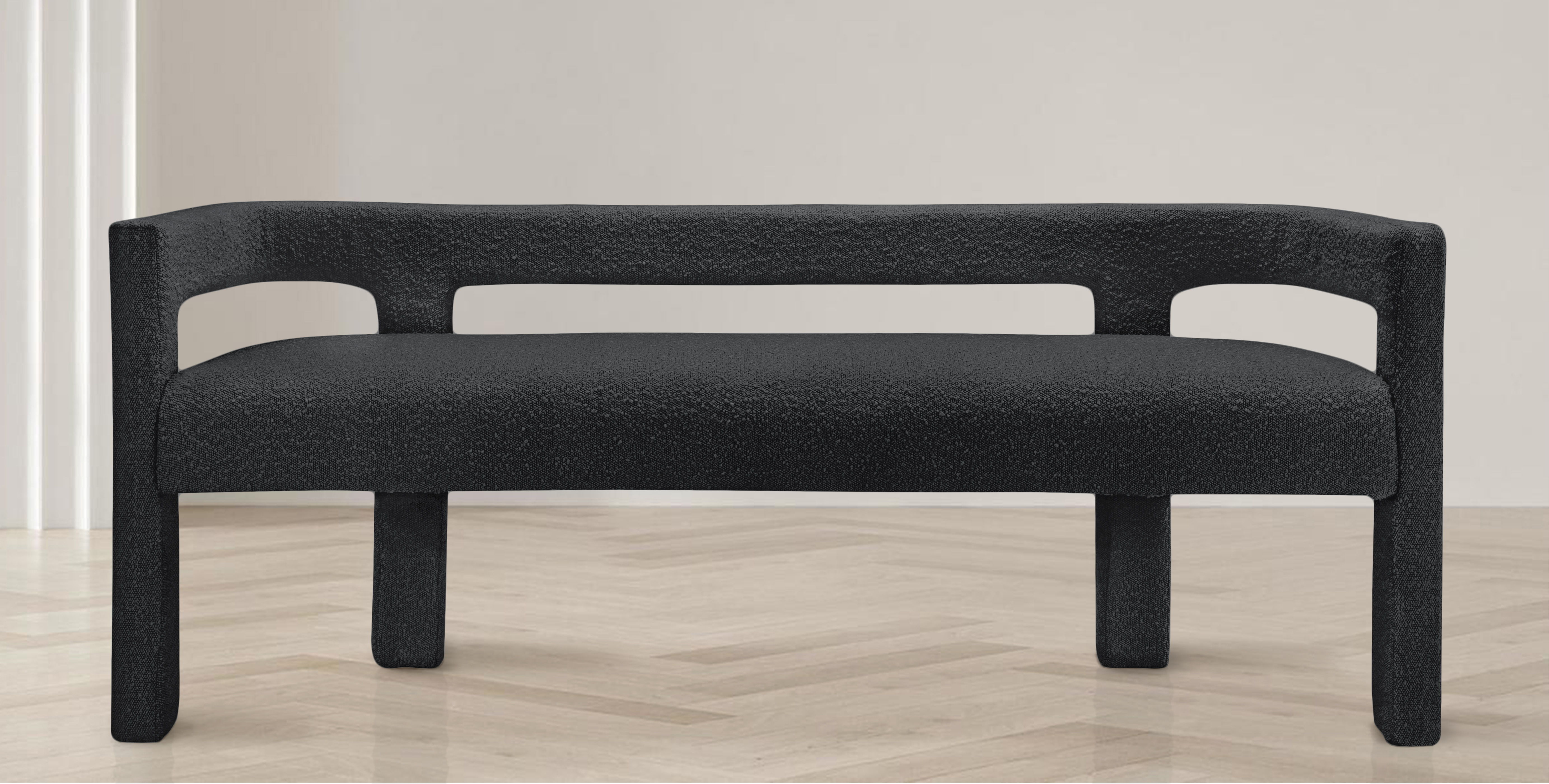 Athena - Boucle Fabric Bench - Black