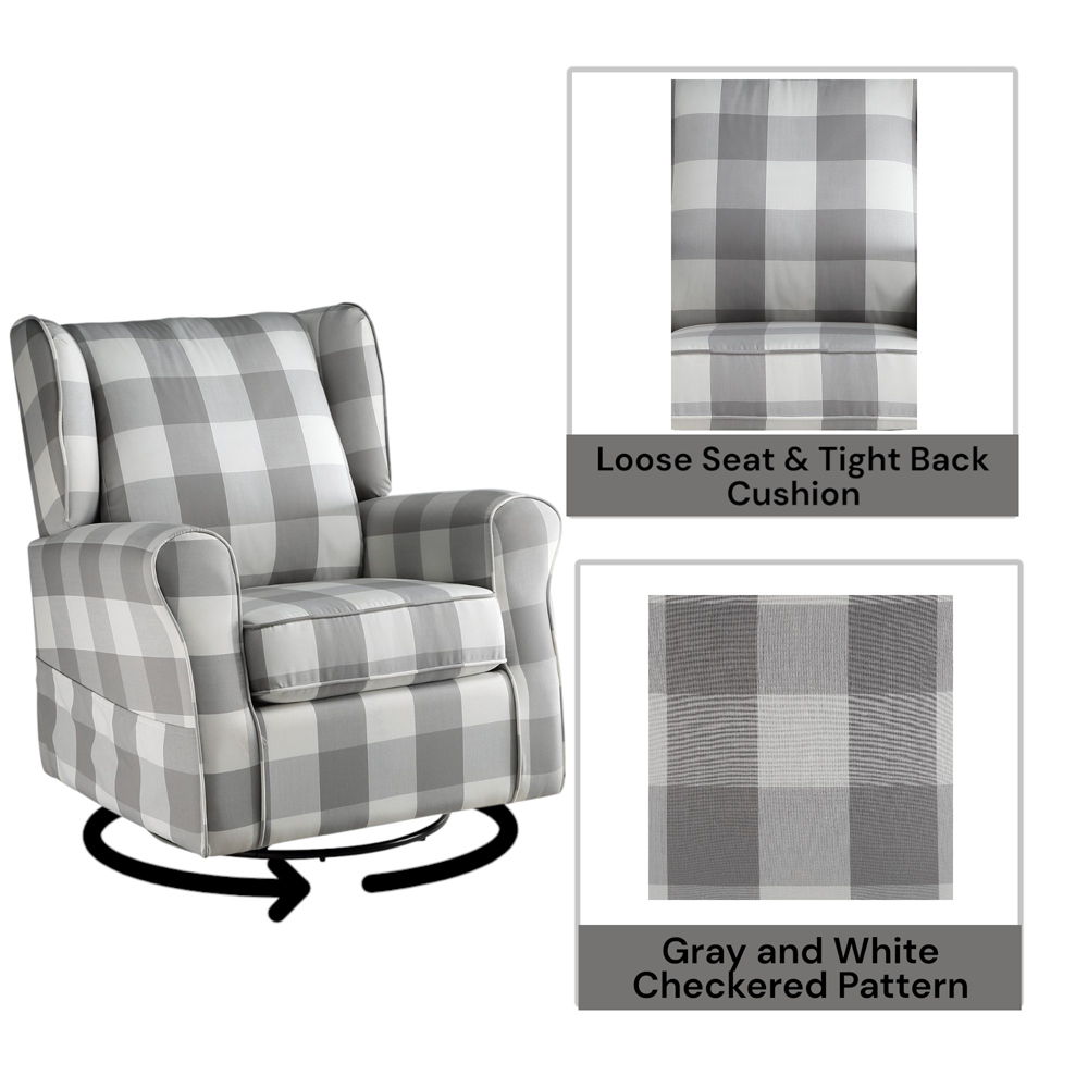 Patli - Swivel Chair With Glider - Gray Fabric, gray, view 7