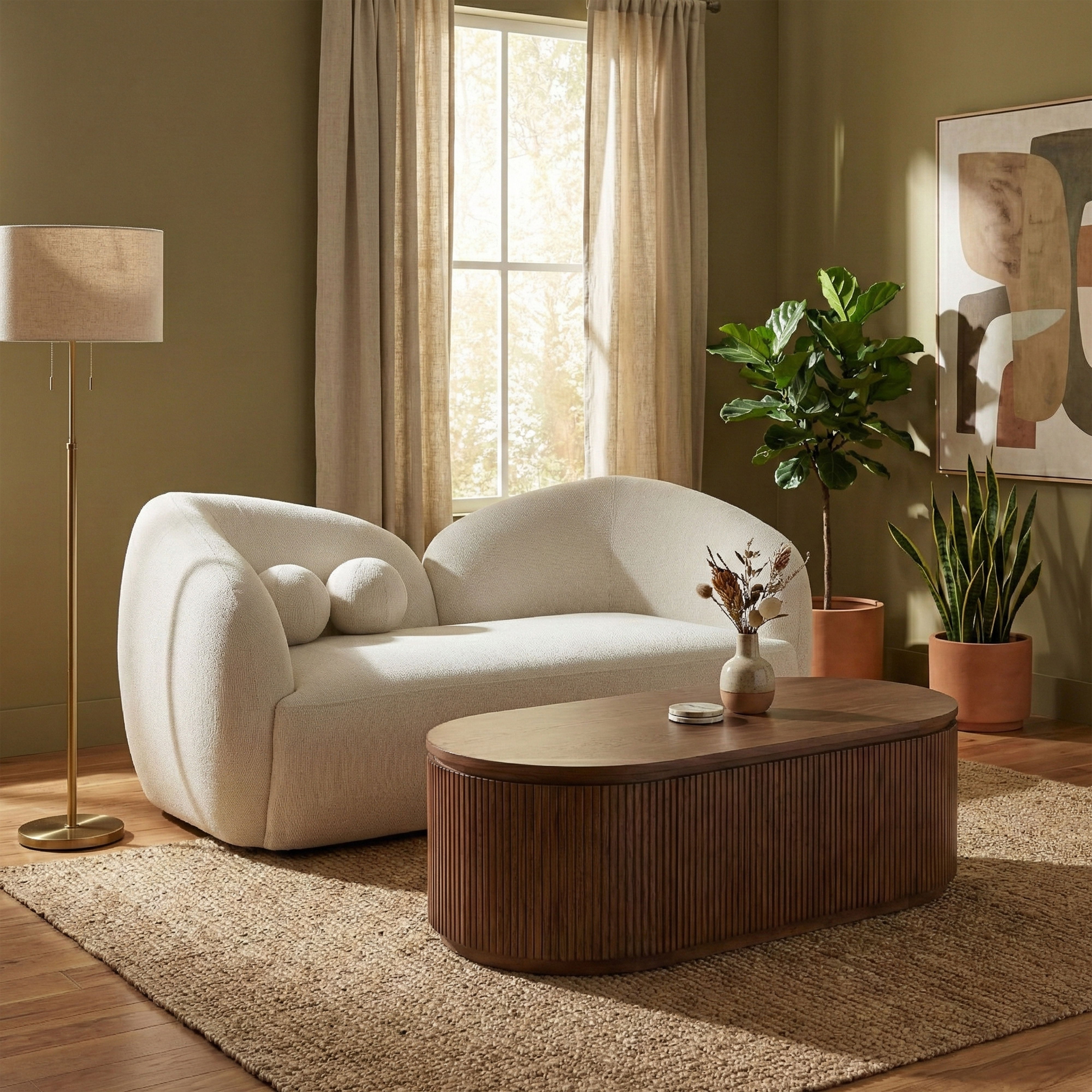 Elowen - Fabric Upholstered Loveseat - Cream