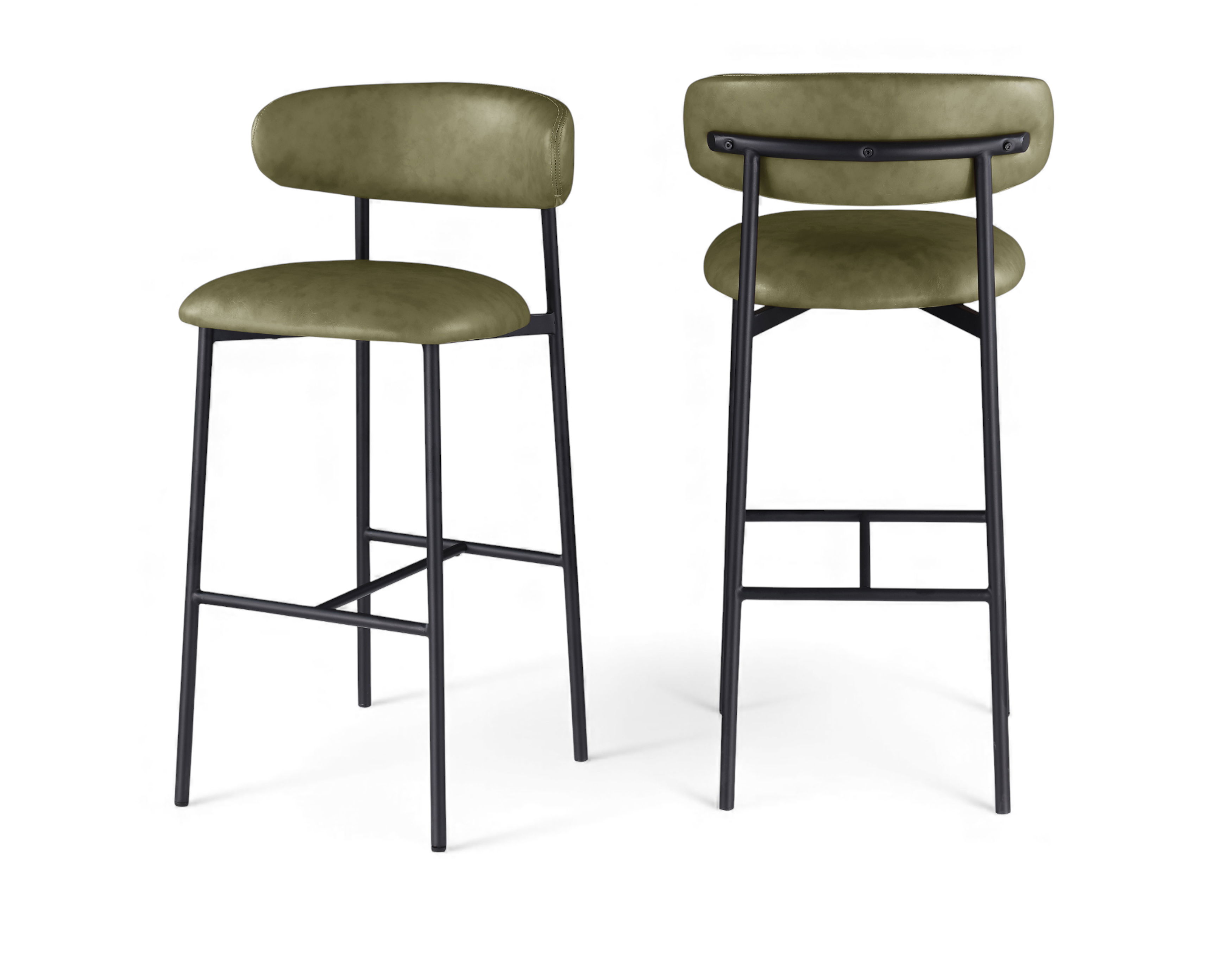 Lupita - Vegan Leather Upholstered Bar Stool (Set of 2) - Olive