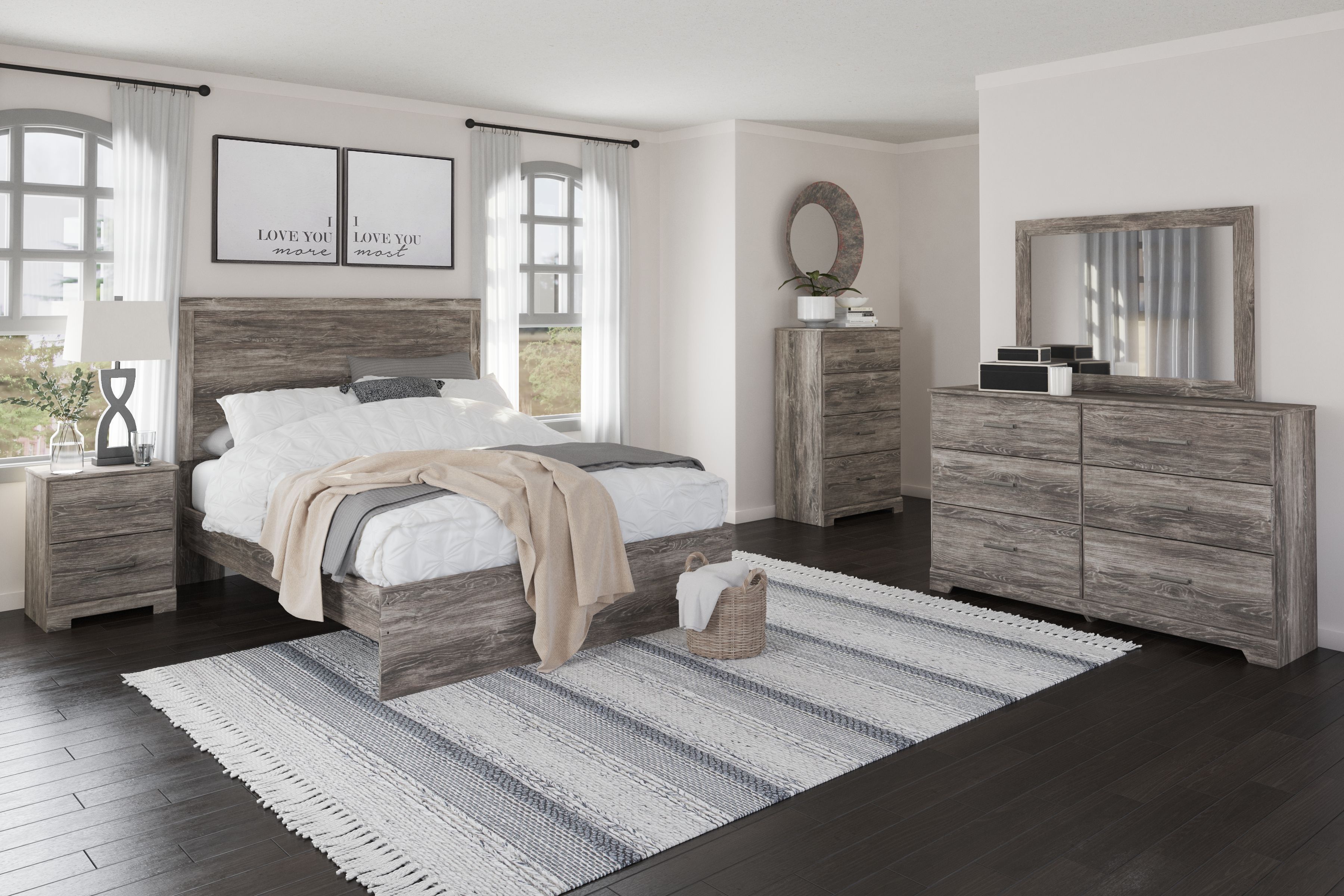 Queen · 4 Pc · Dresser, Mirror, Queen Panel Bed