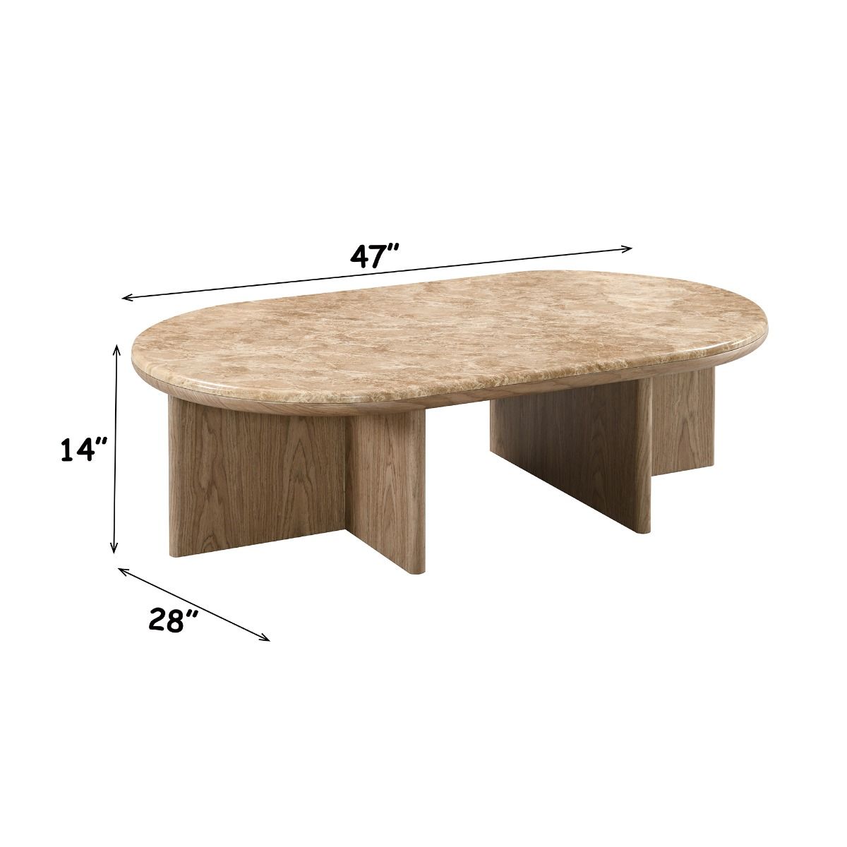 Markku - Coffee Table With Natural Marble - Oak, dark brown, view 6
