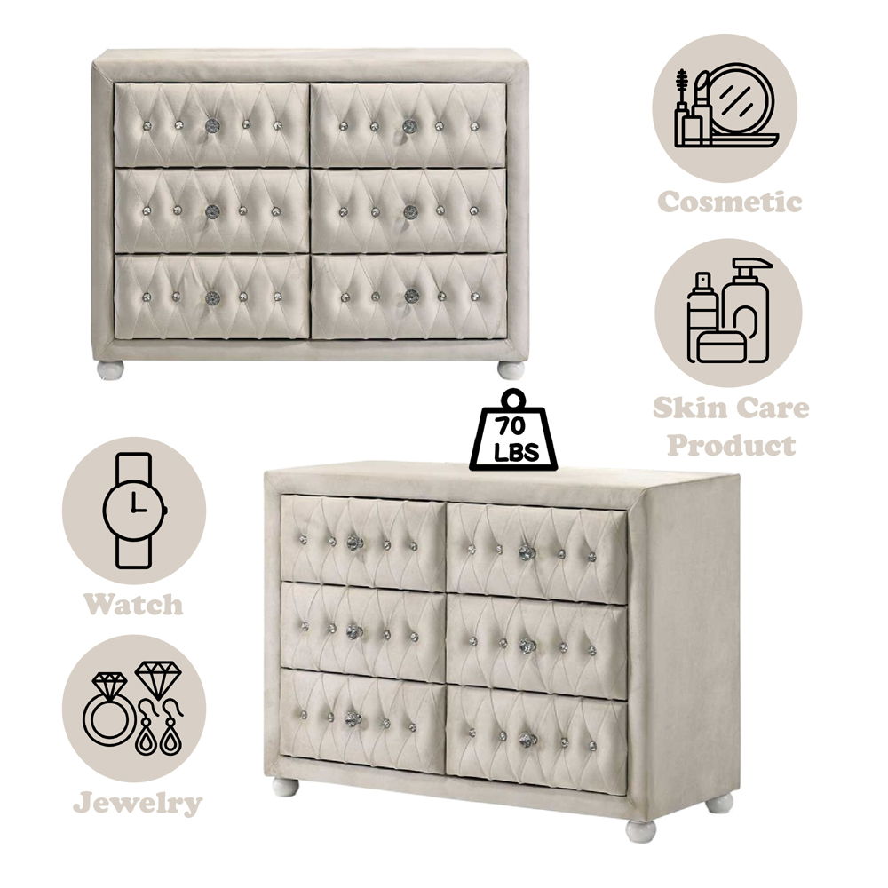 Reggie - Dresser - Beige Fabric, beige, view 8