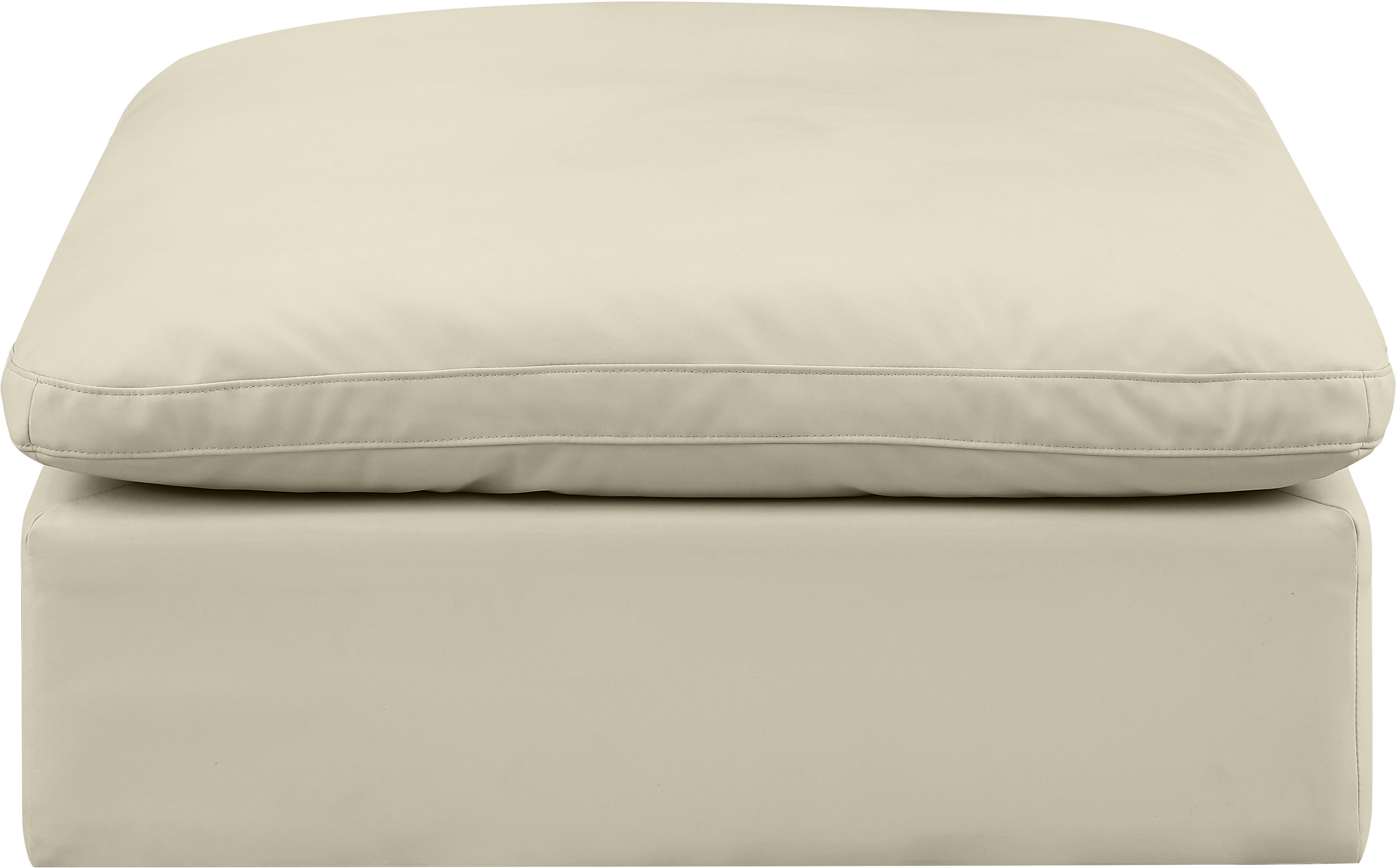 Comfy - Faux Leather Ottoman - Cream