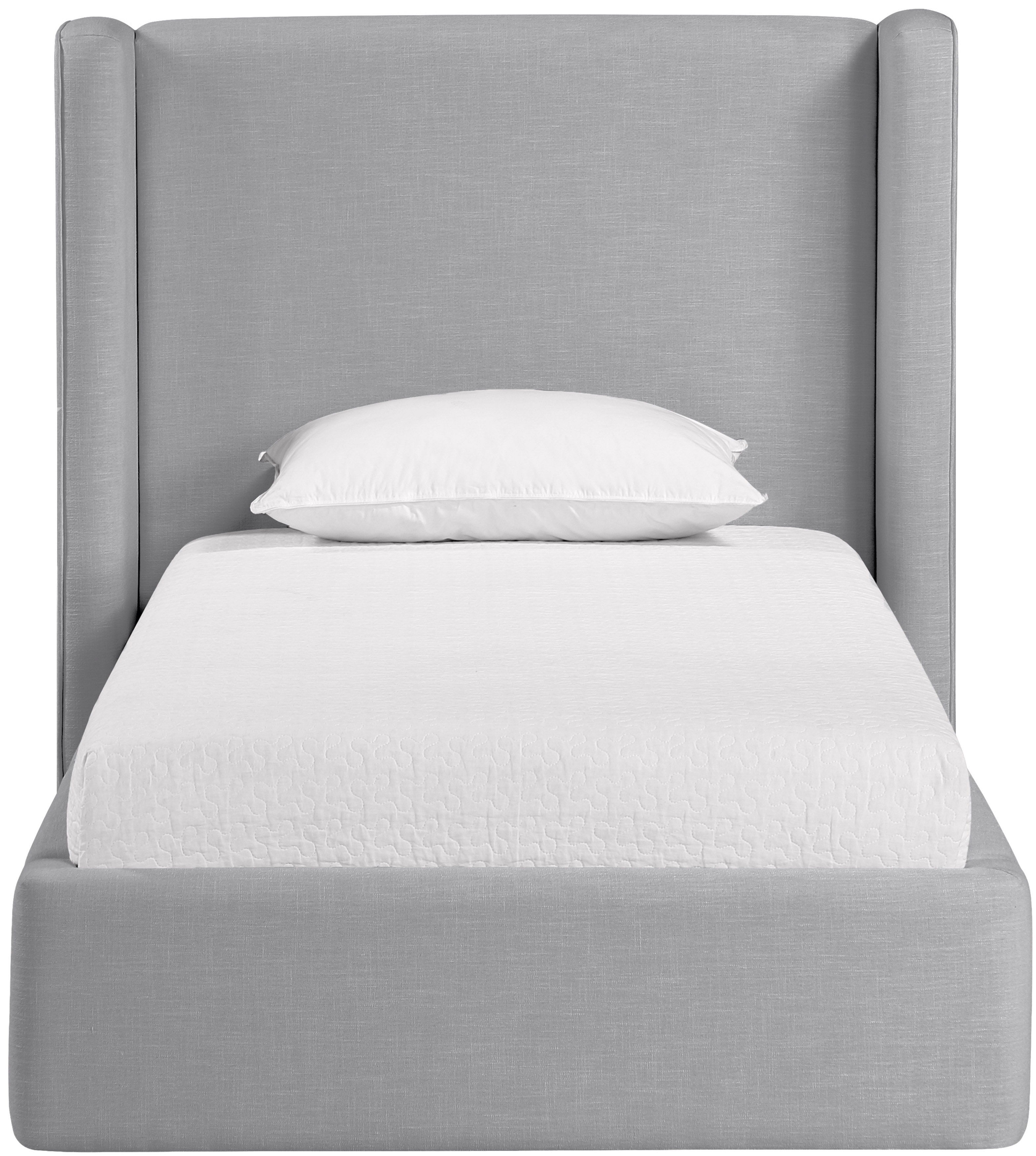 Kendall - Linen Textured Fabric Upholstered Twin Bed - Gray