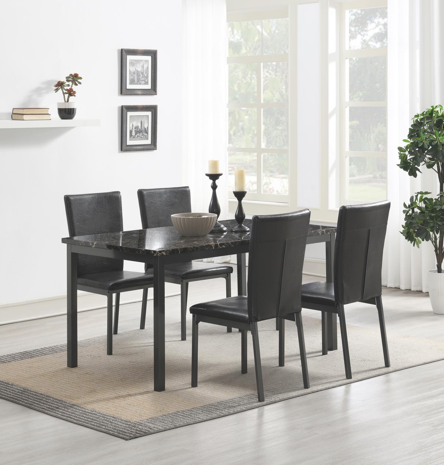 D240 - 5 Piece Dining Room Set (Table, 4 Chairs) - Black