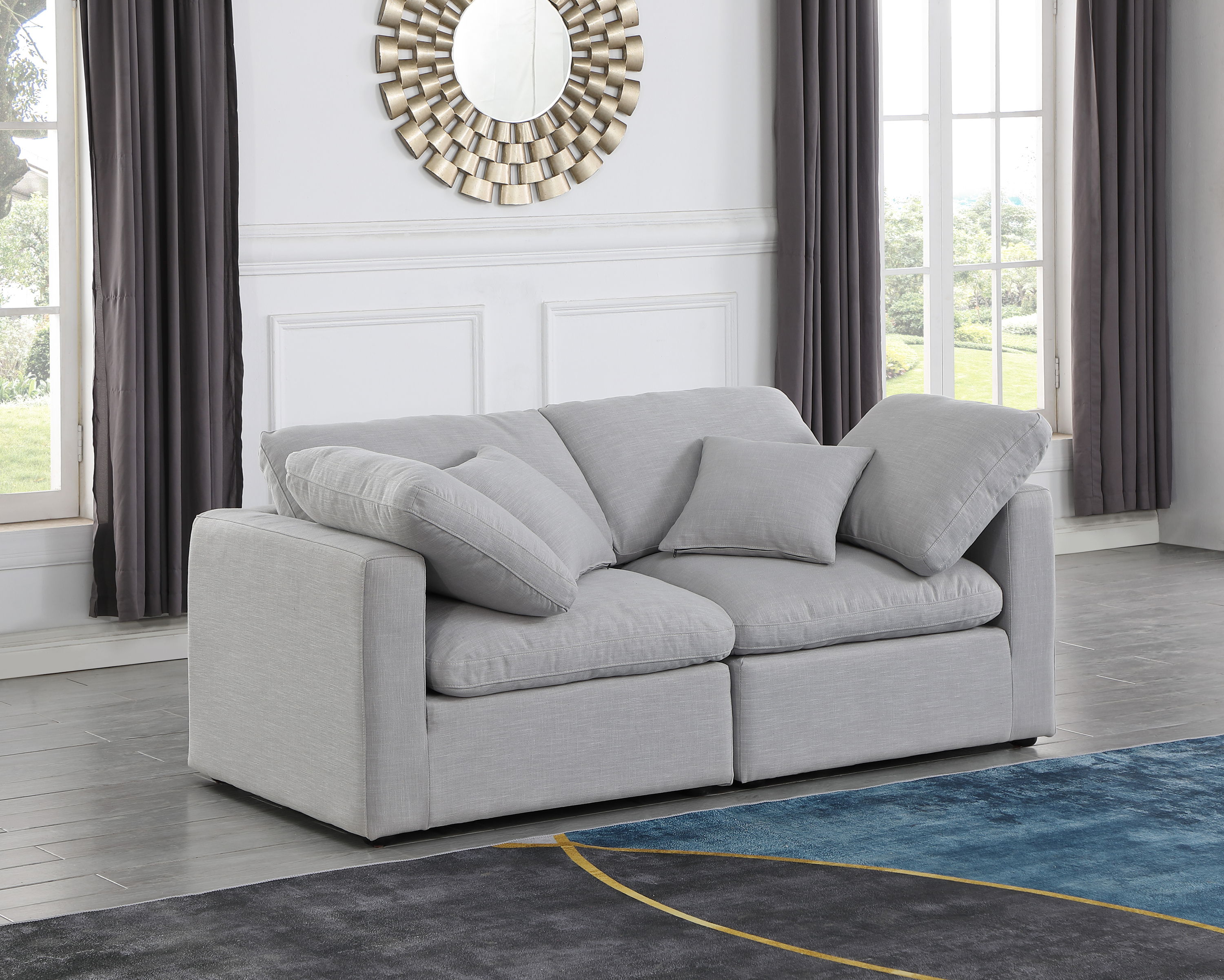 Indulge - Linen 2 Piece Modular Sofa - Gray